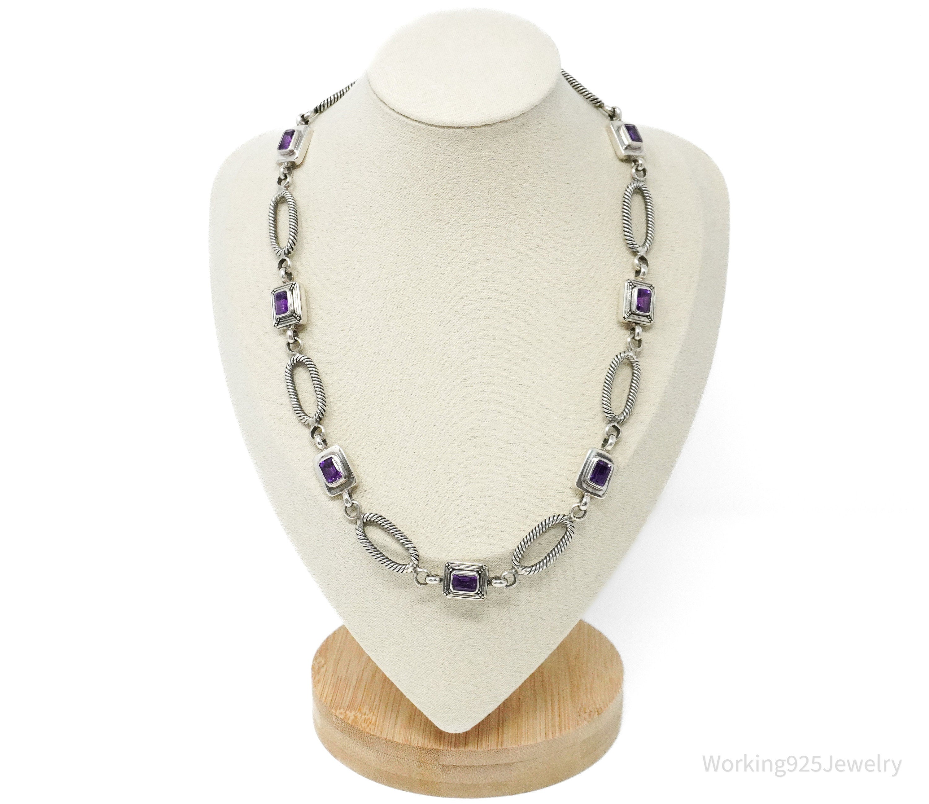 Vintage Designer Amethyst Sterling Silver Necklace 18"