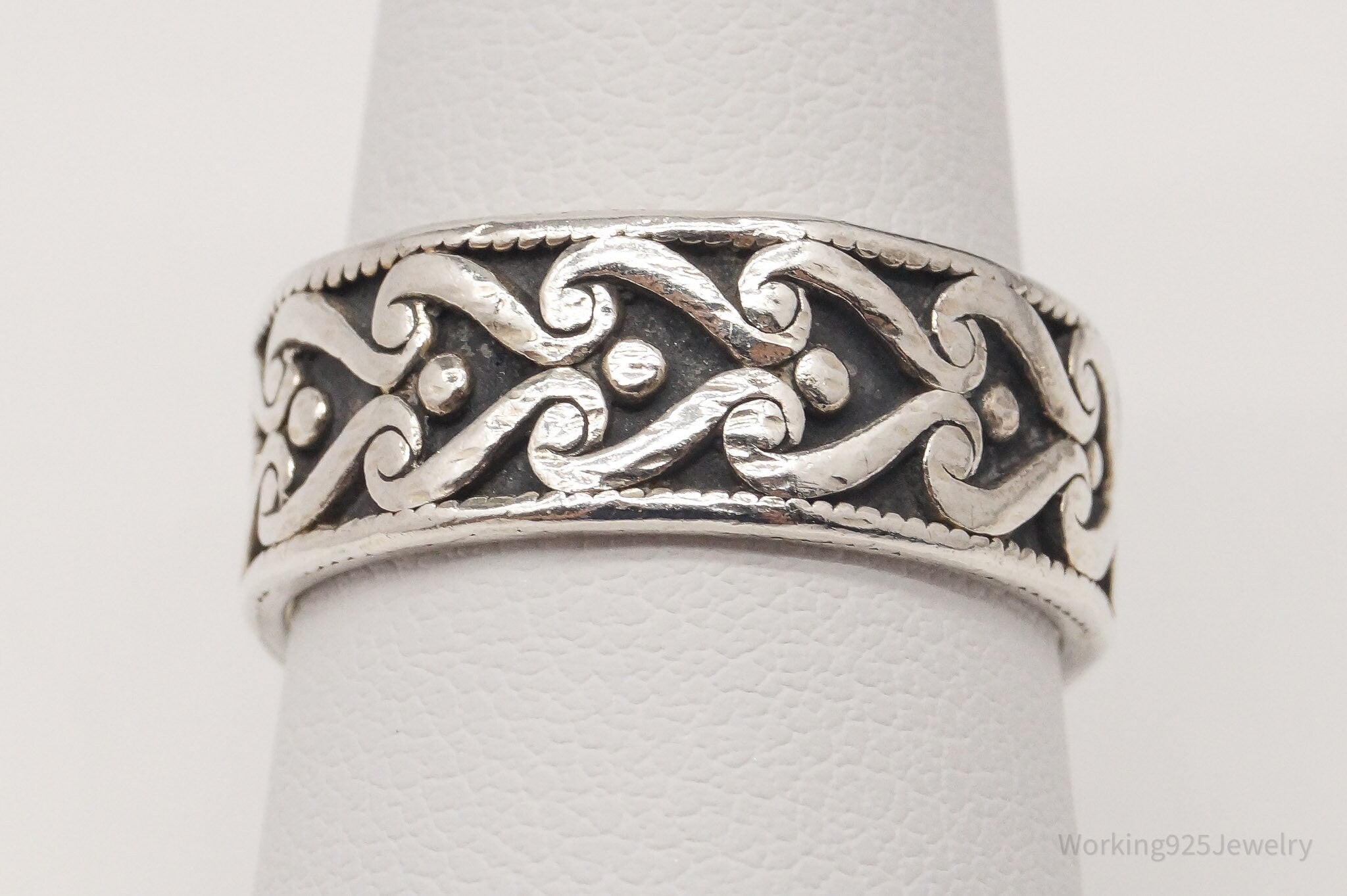 Vintage Art Deco Sterling Silver Band Ring - Size 8.5