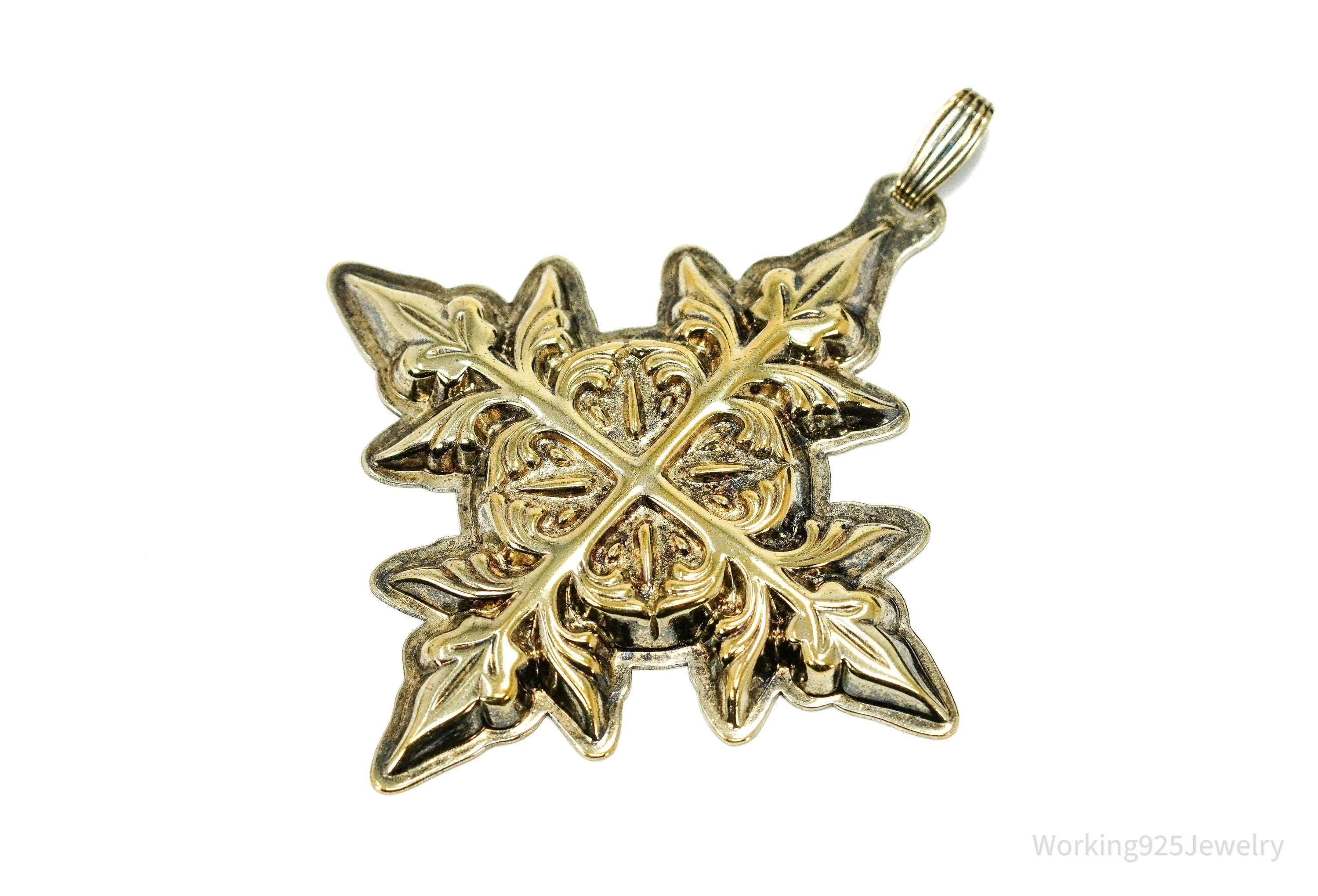 Vintage Large 1982 Reed & Barton Christmas Cross Sterling Silver Tree Ornament