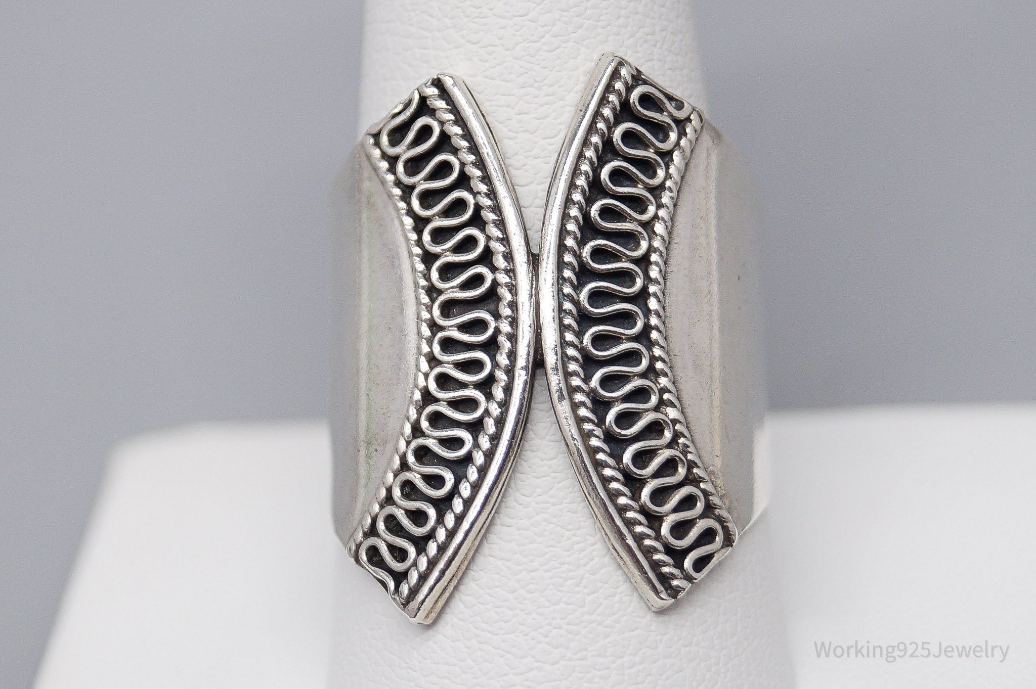 Vintage Sterling Silver Wide Band Ring - Size 9.75