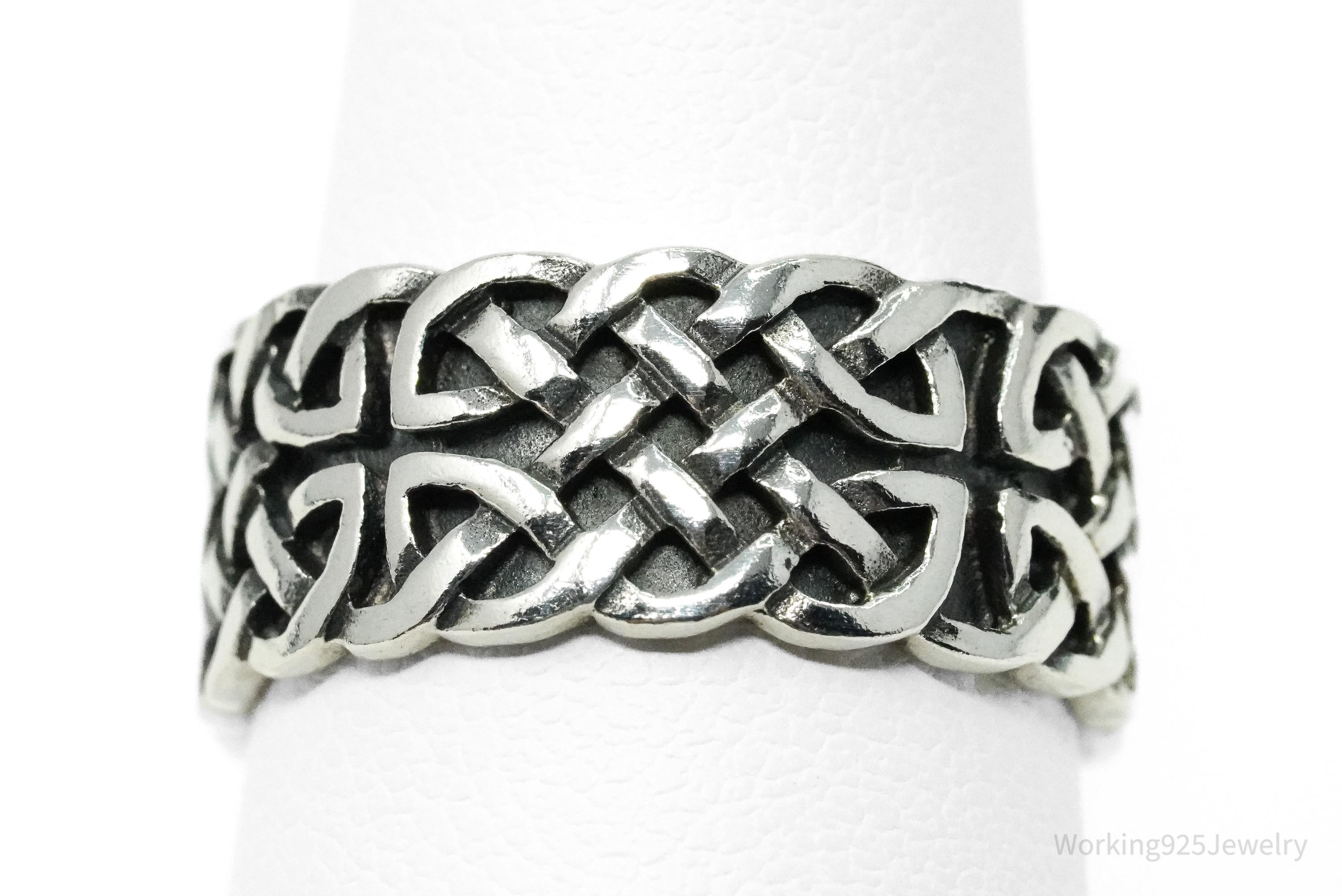 Vintage Designer PSCL Celtic Knot Design Sterling Silver Band Ring - Size 6.5