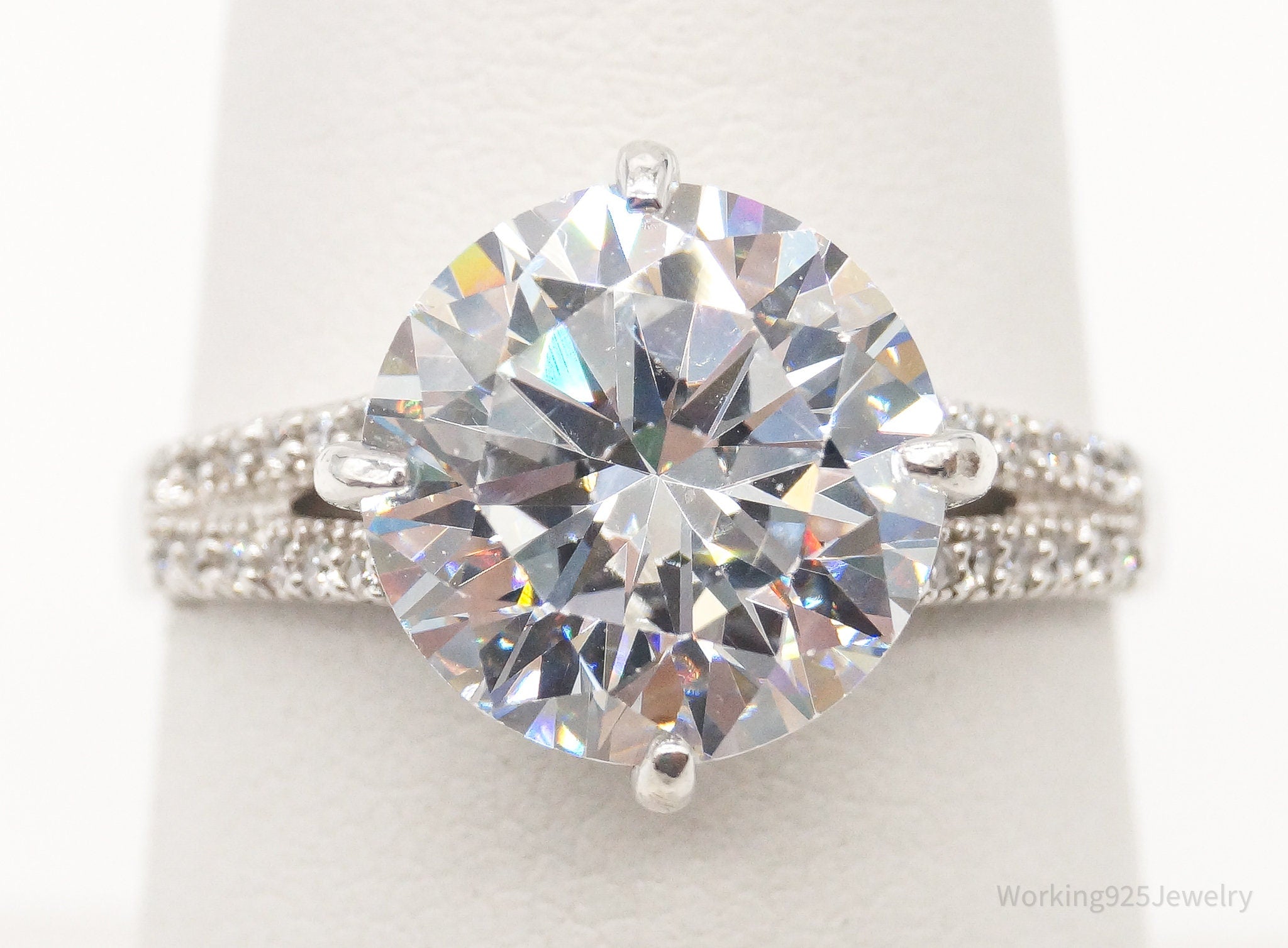 Vintage Designer STAUER Cubic Zirconia Sterling Silver Ring - Size 7.25