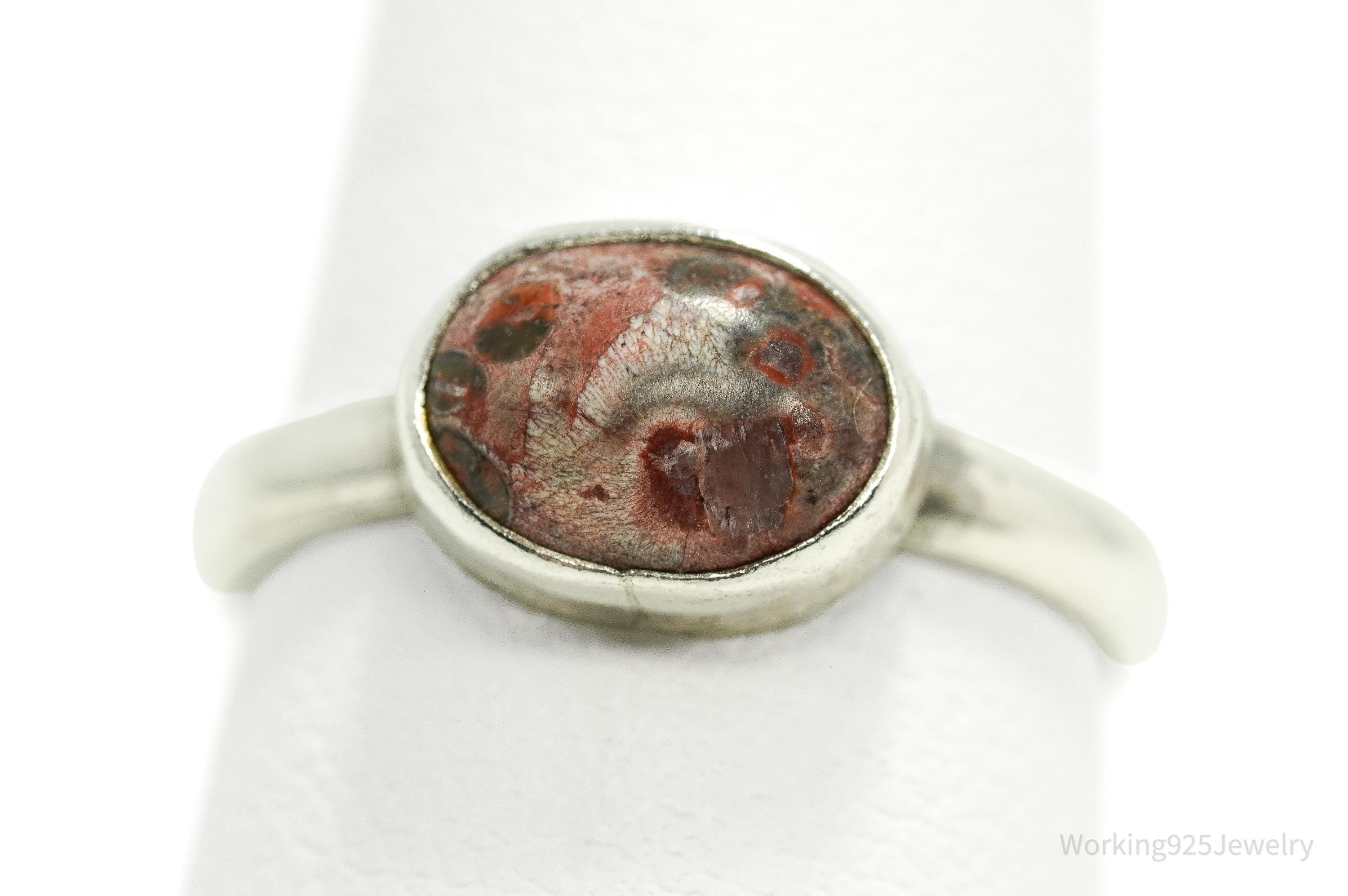Vintage Birds Eye Jasper Silver Ring - Size 5.5
