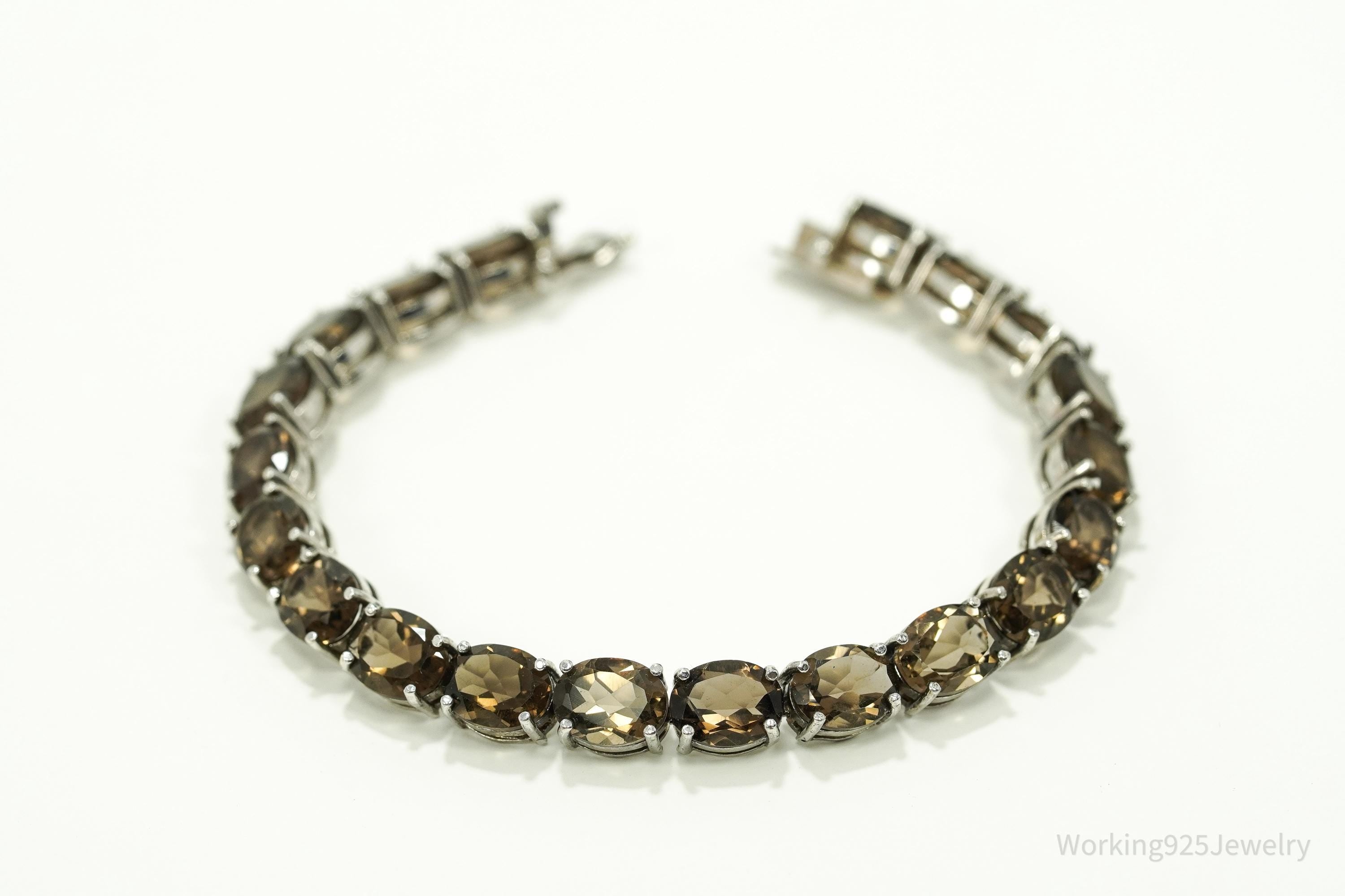 Vintage Smoky Topaz Sterling Silver Bracelet - 7.5"