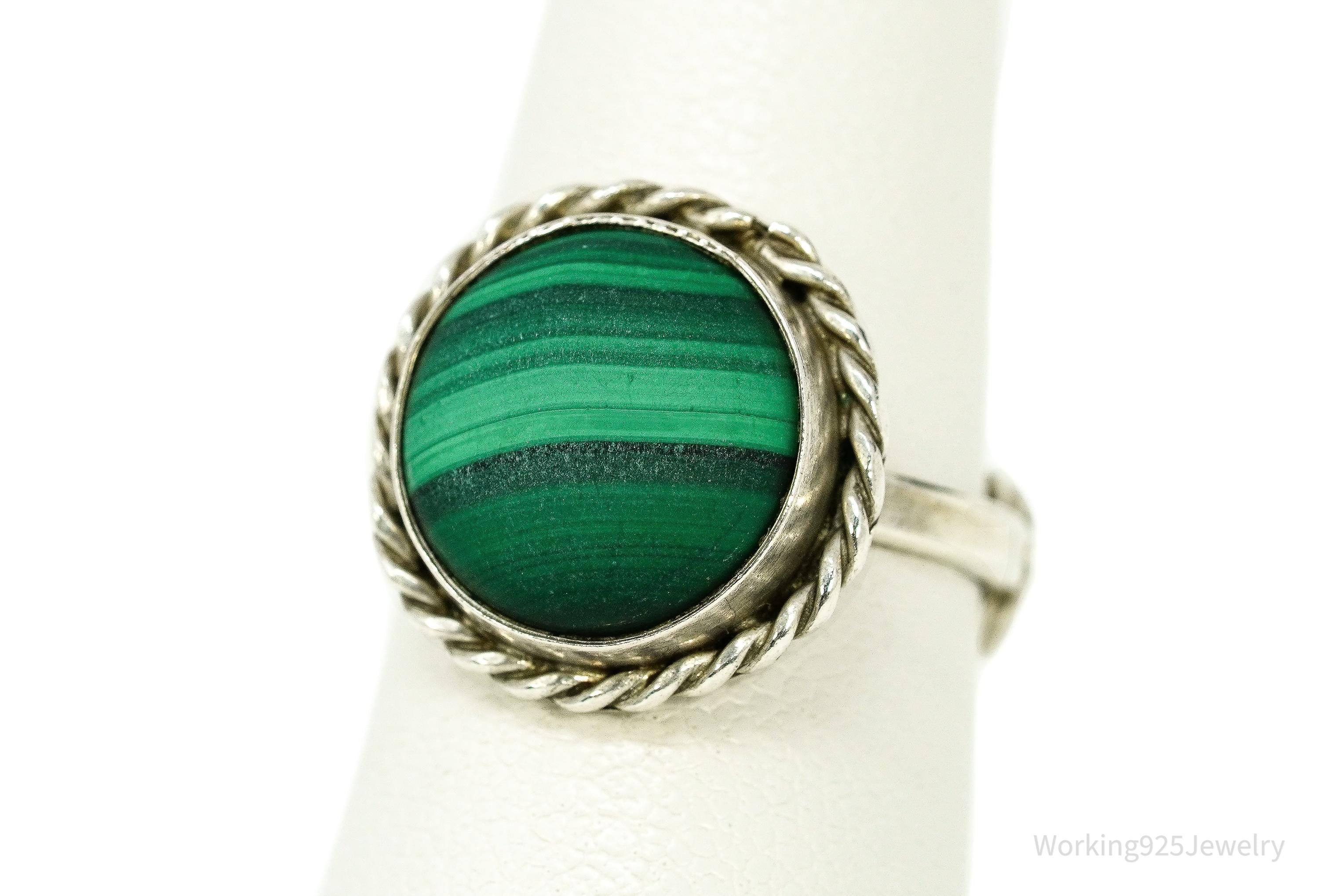Vintage KABANA Malachite Sterling Silver Ring - Size 5.5