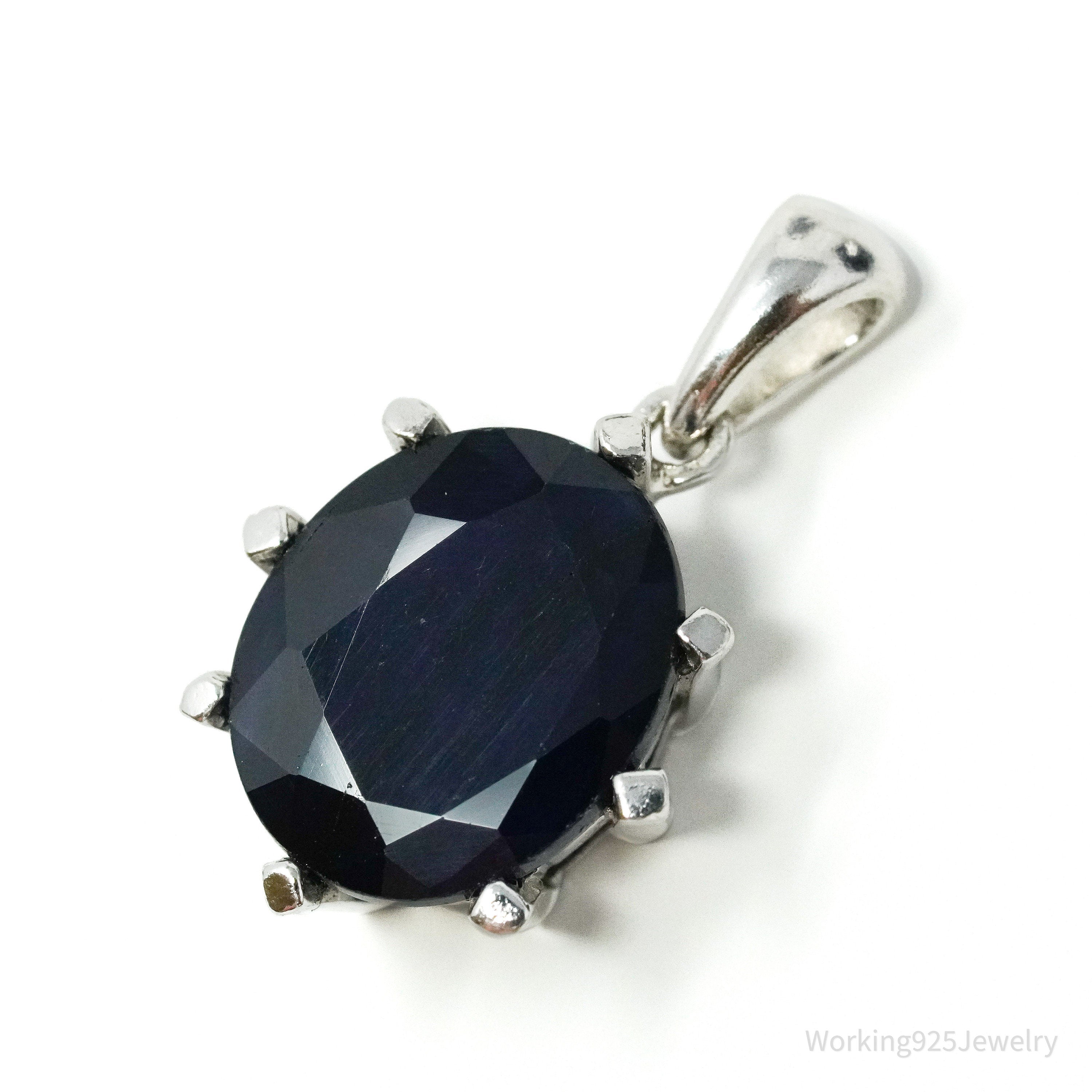 TGGC Blue Sapphire Sterling Silver Necklace Pendant