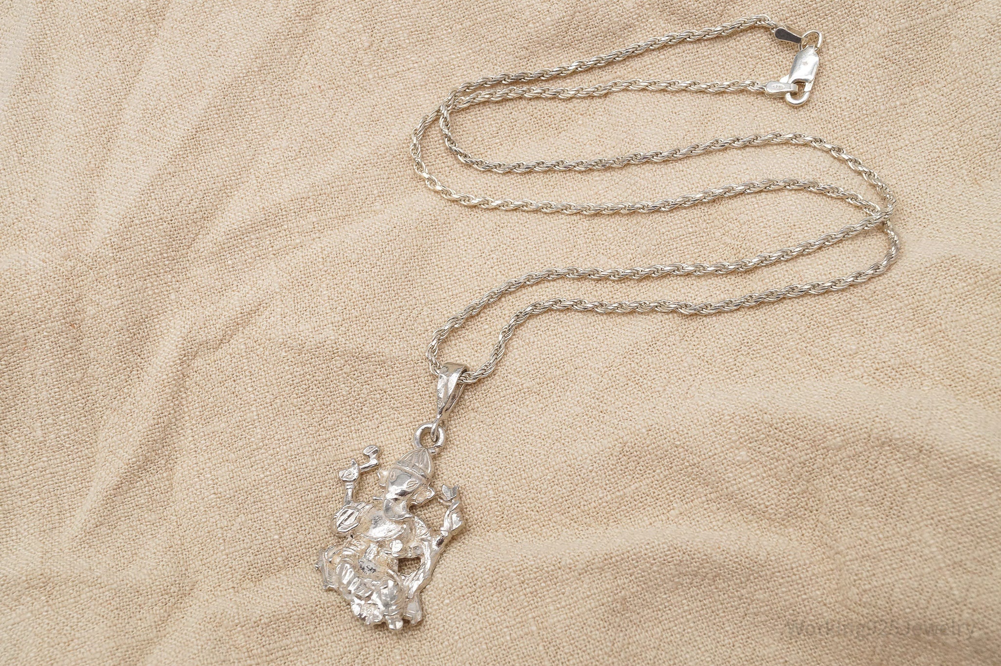 Vintage Buddha Ganesha Sterling Silver Necklace 18"