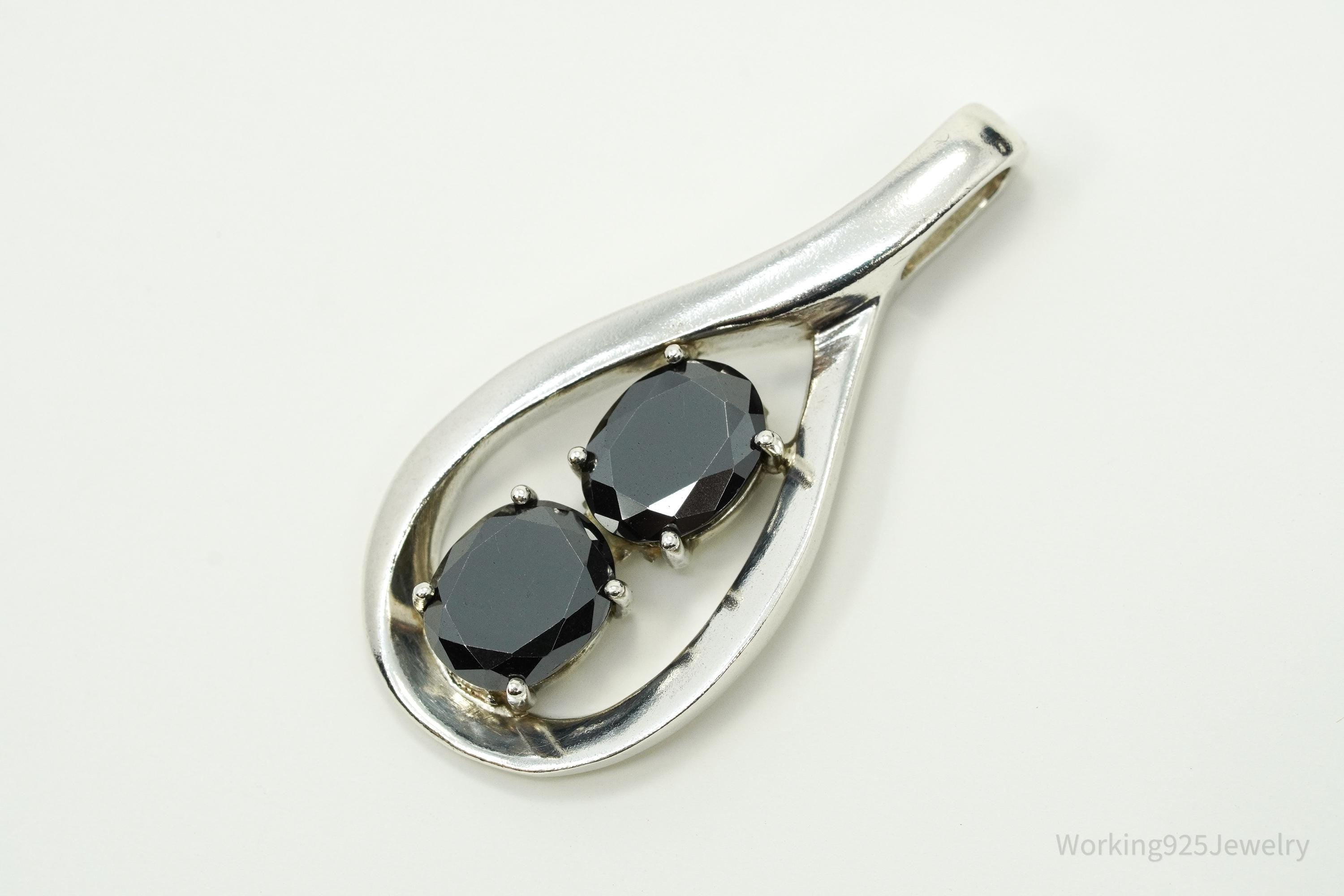 Vintage Hematite Sterling Silver Pendant