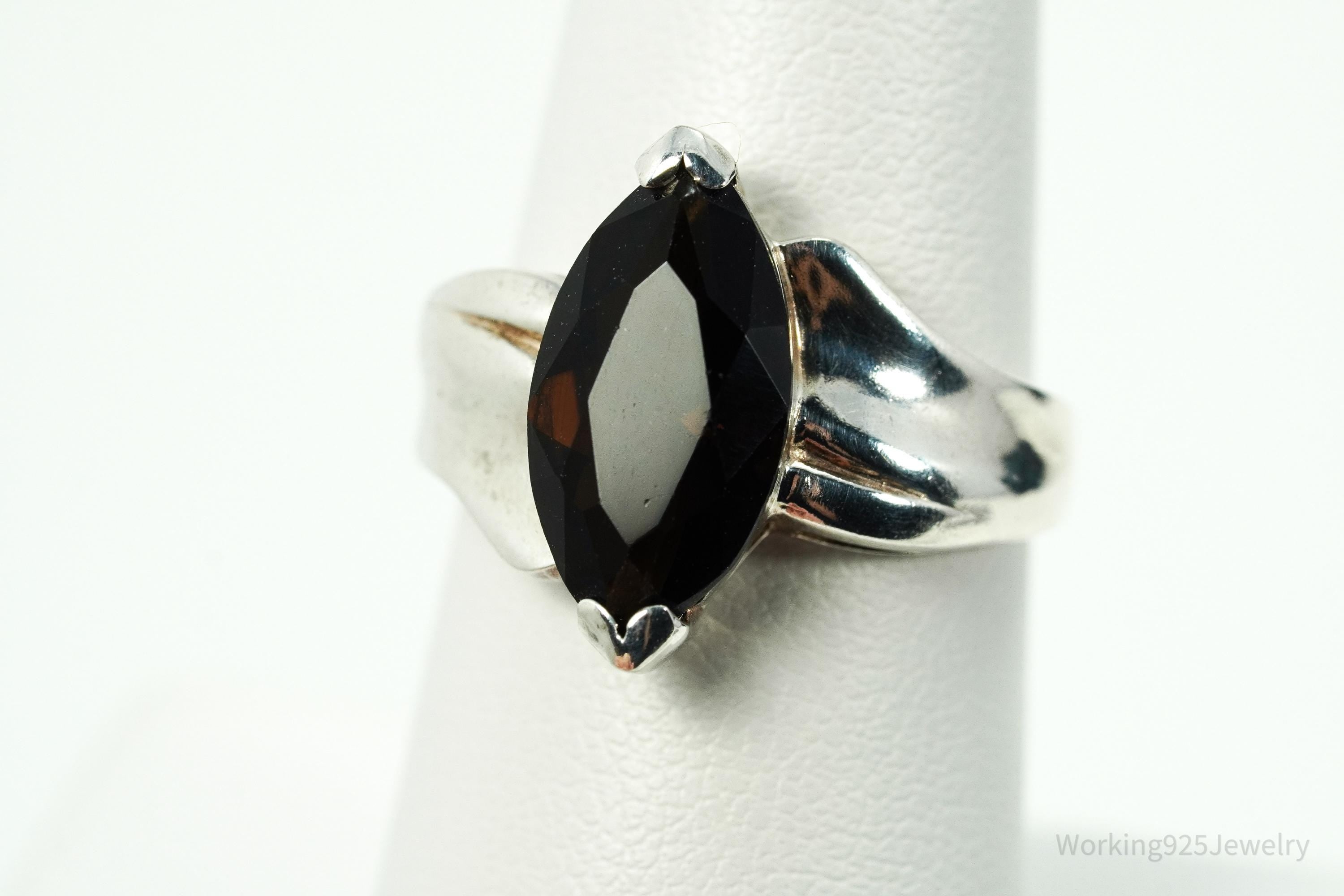 Vintage Smoky Topaz Sterling Silver Ring - Size 7