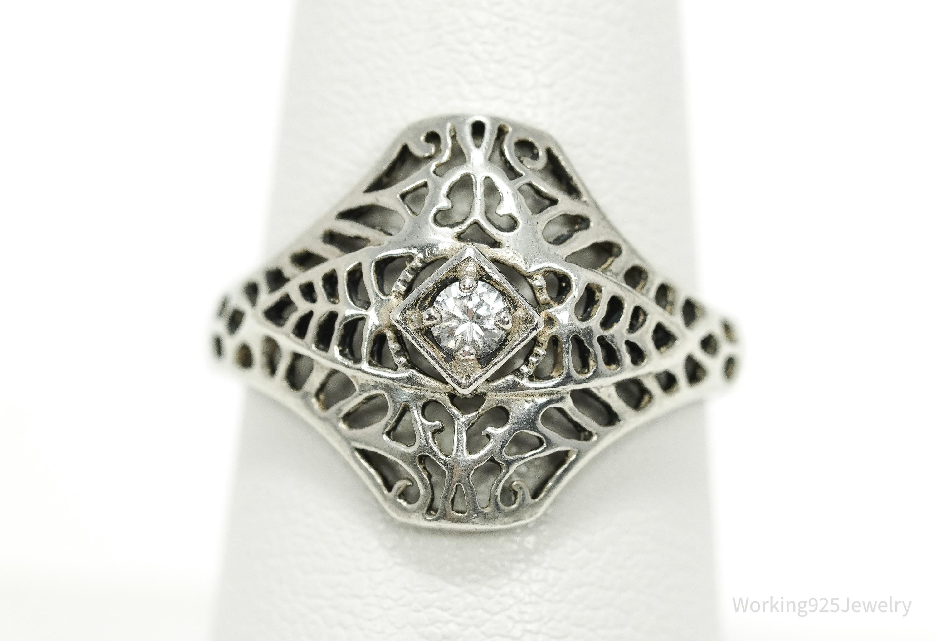 Vintage Avon Cubic Zirconia Sterling Silver Ring - Size 7