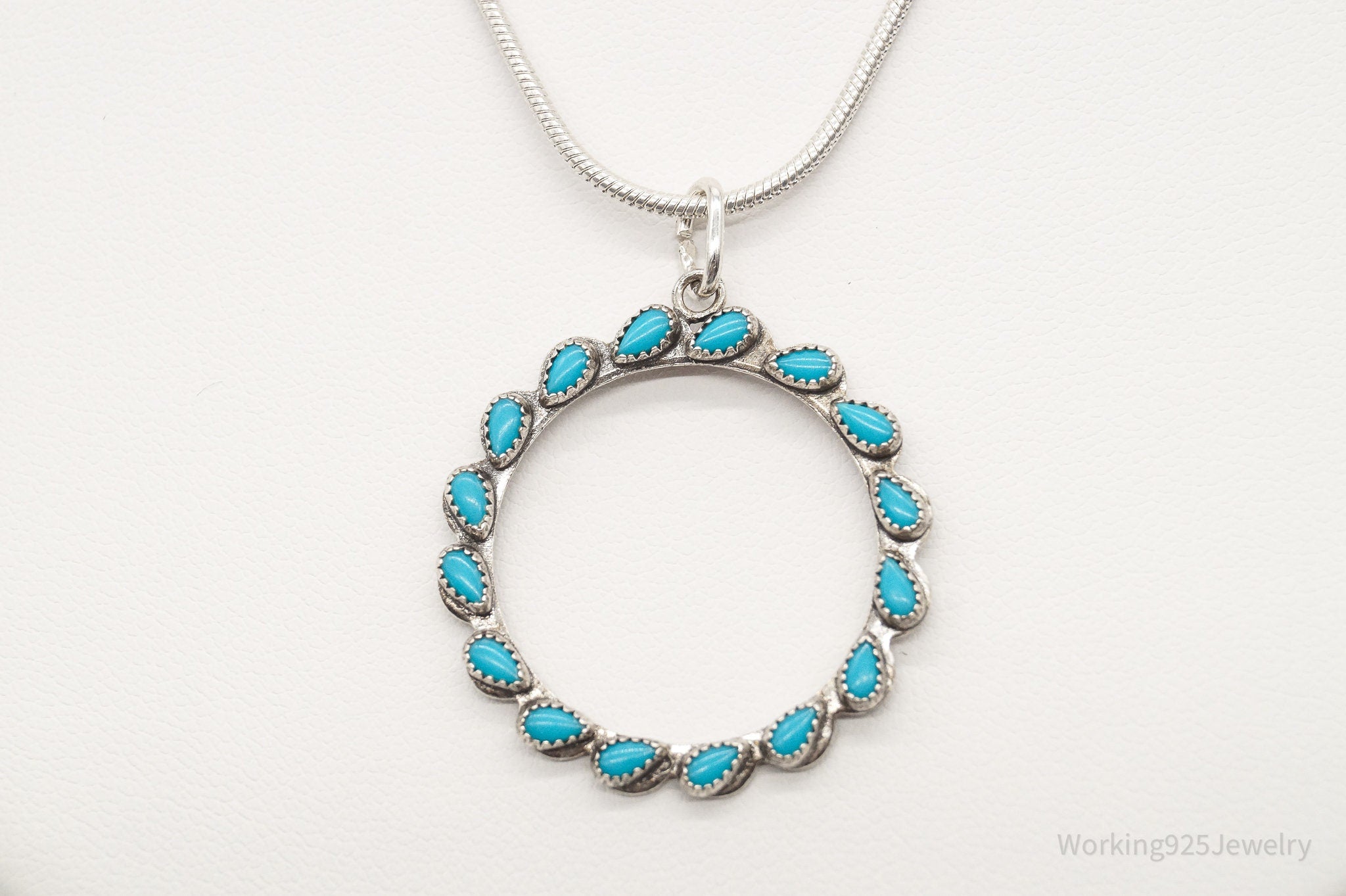 Vintage Native American Turquoise Sterling Silver Necklace