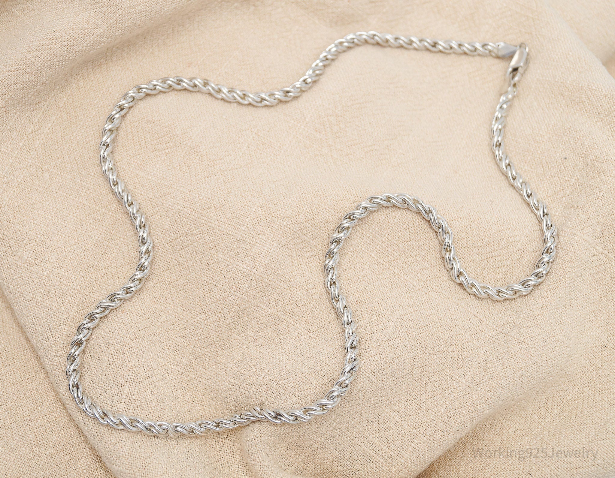 Vintage Sterling Silver Braided Chain Necklace 18"