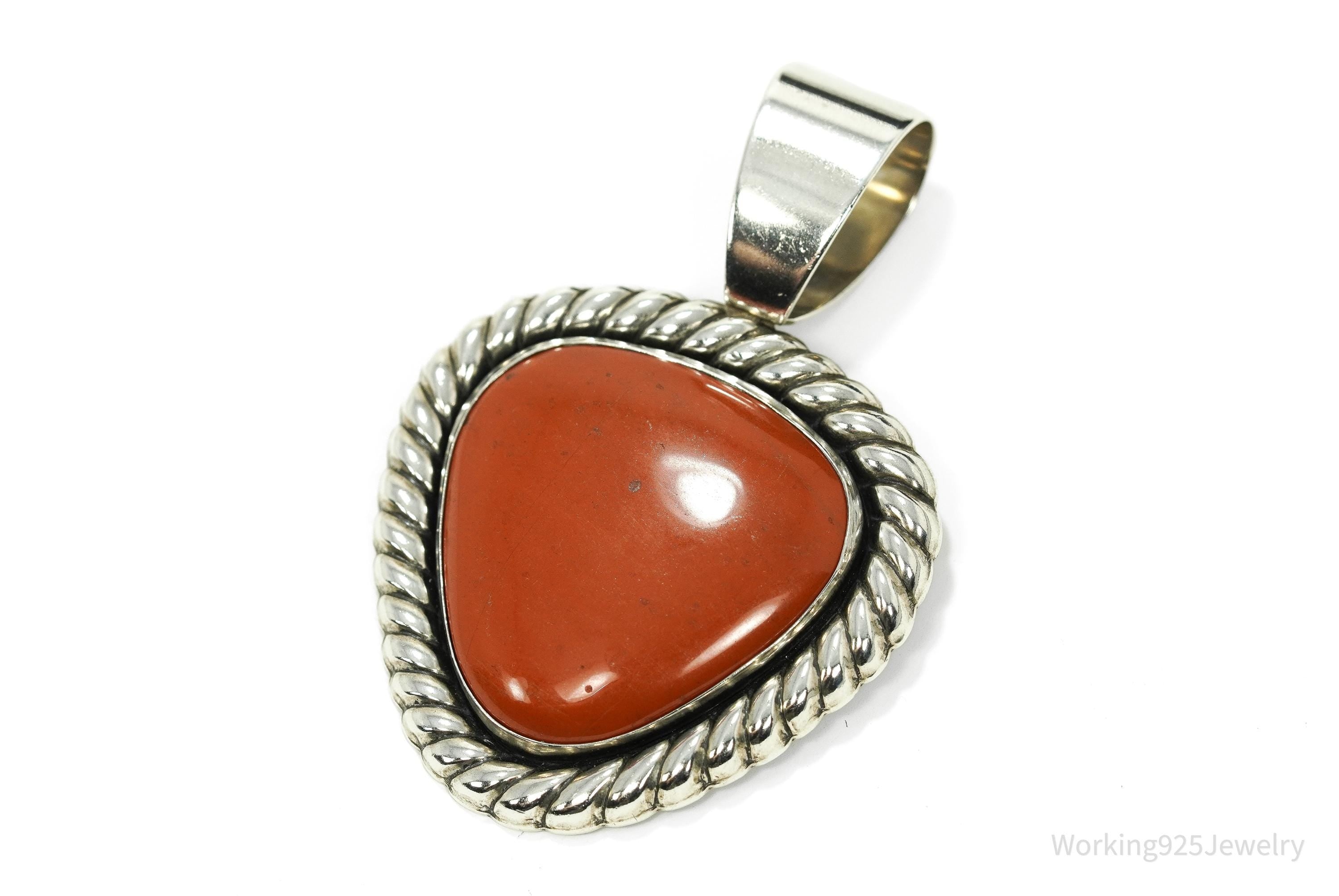 Large Vintage Carolyn Pollack Relios Red Jasper Sterling Silver Pendant