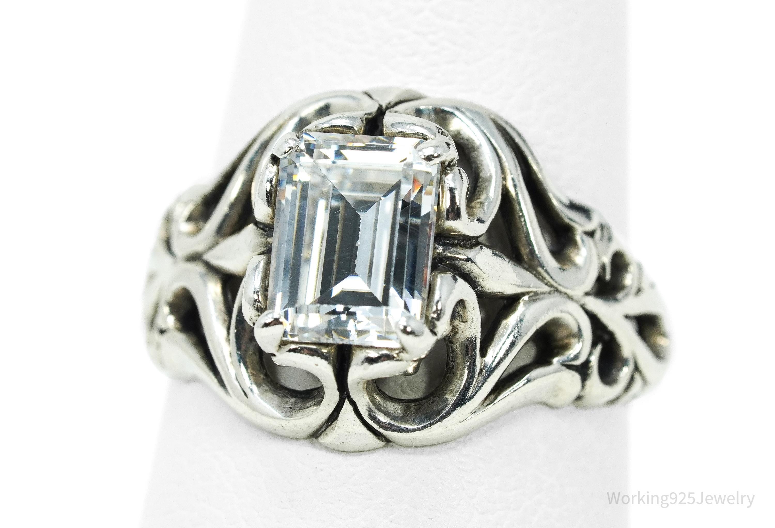 Vintage KABANA Diamonique Cubic Zirconia Sterling Silver Ring - Size 7