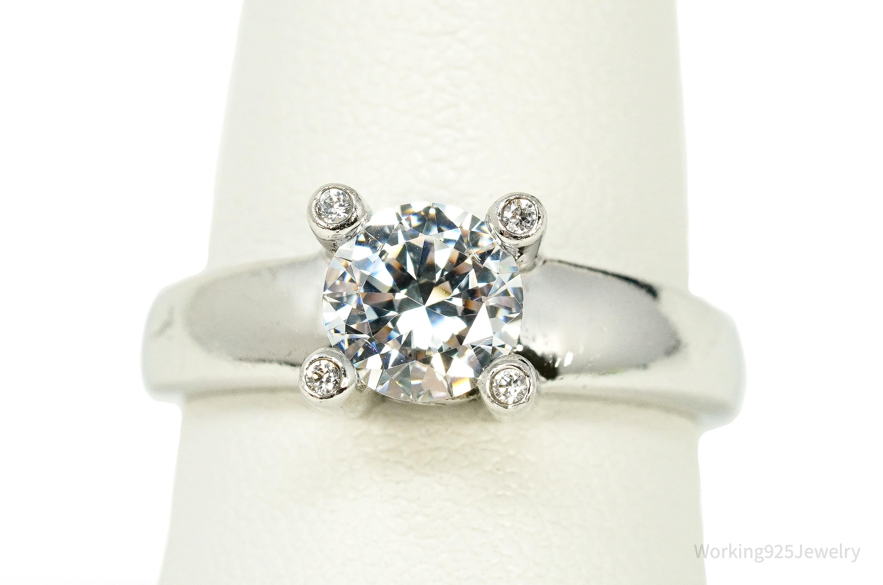 Vintage Diamonique Cubic Zirconia Sterling Silver Ring Size 8