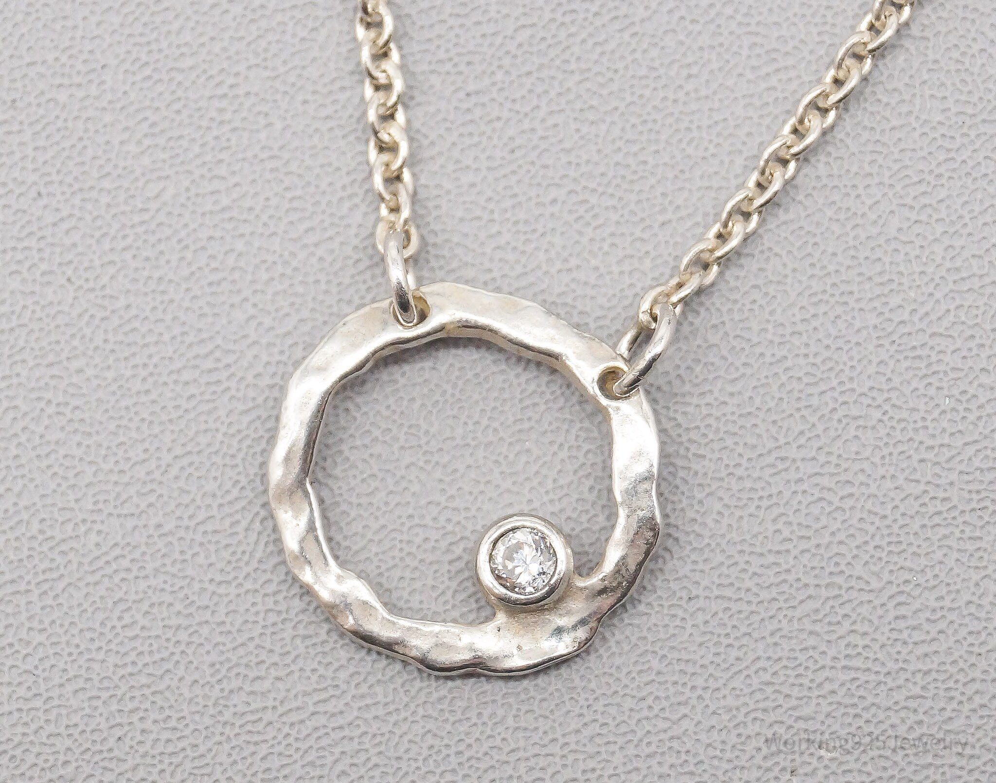 Vintage Silpada Orbiting Moon Cubic Zirconia Sterling Silver Necklace 16"