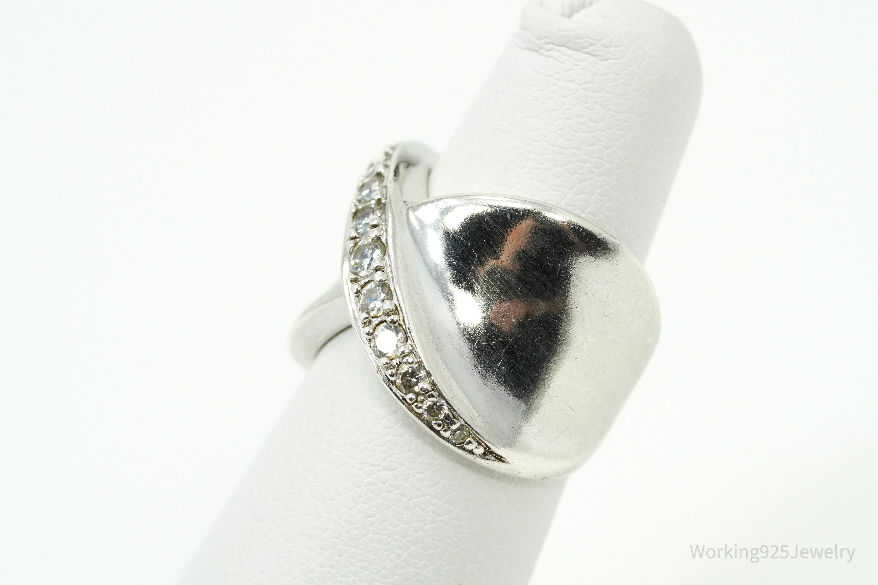 Vintage Cubic Zirconia Sterling Silver Ring - Size 5