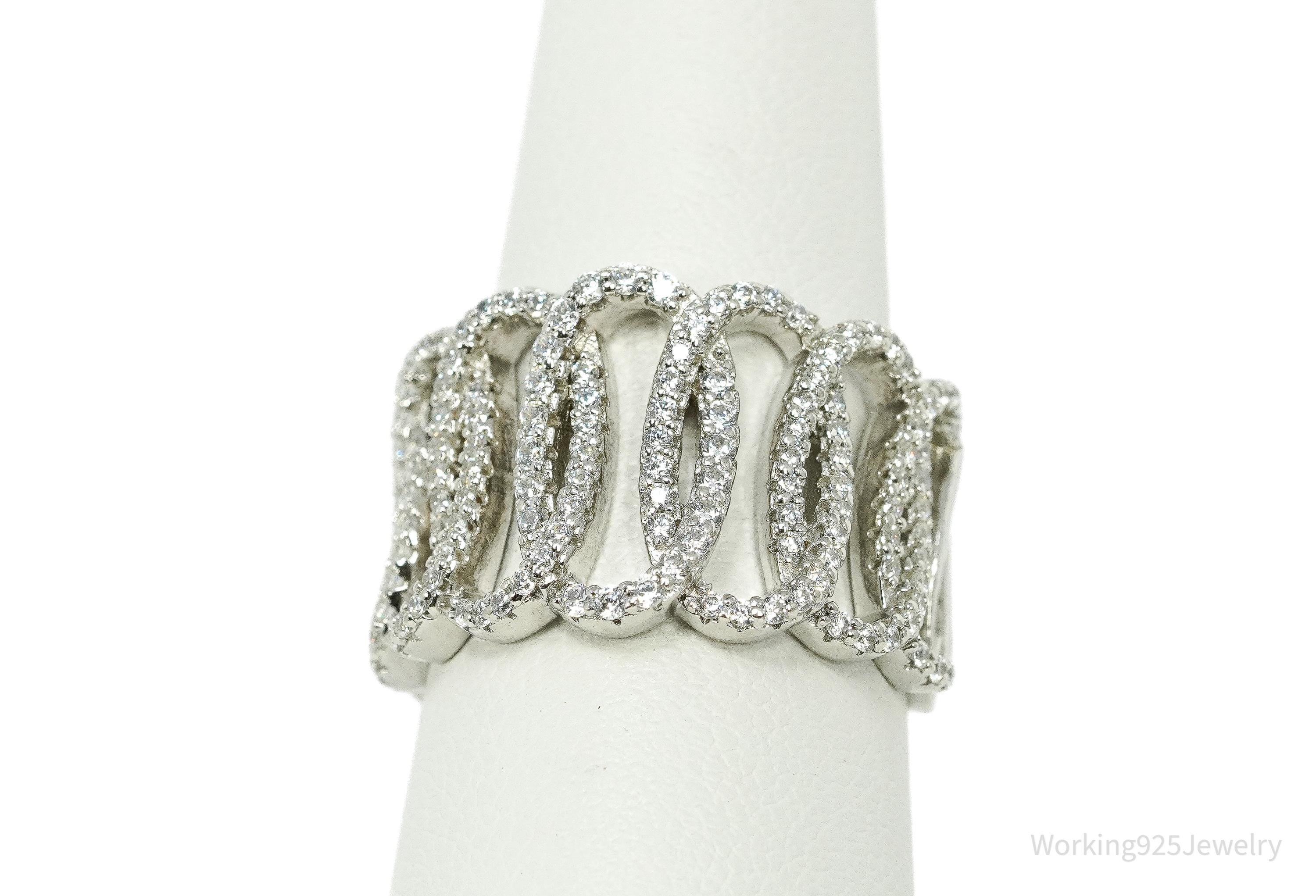 Vintage Cubic Zirconia Sterling Silver Ring - Size 6