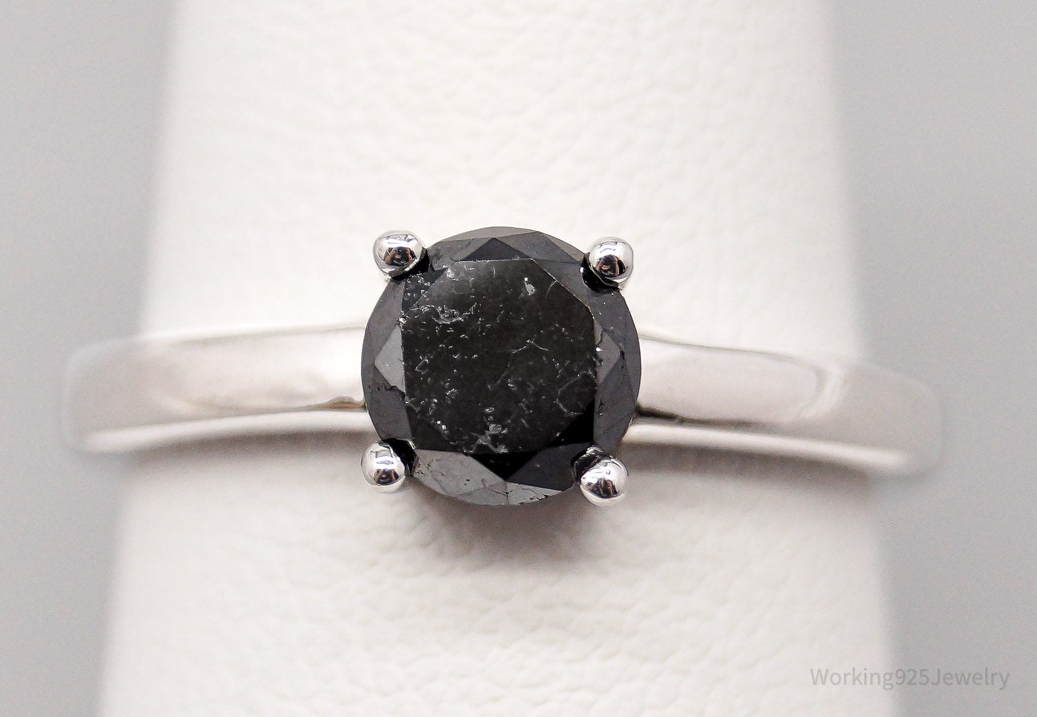 JTV JS Black Diamond Platinum Over Sterling Silver Ring - Size 7