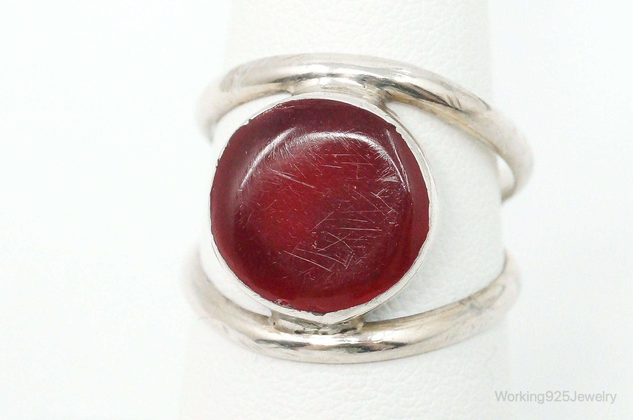Vintage Mexico Carnelian Sterling Silver Ring - Size 6.75
