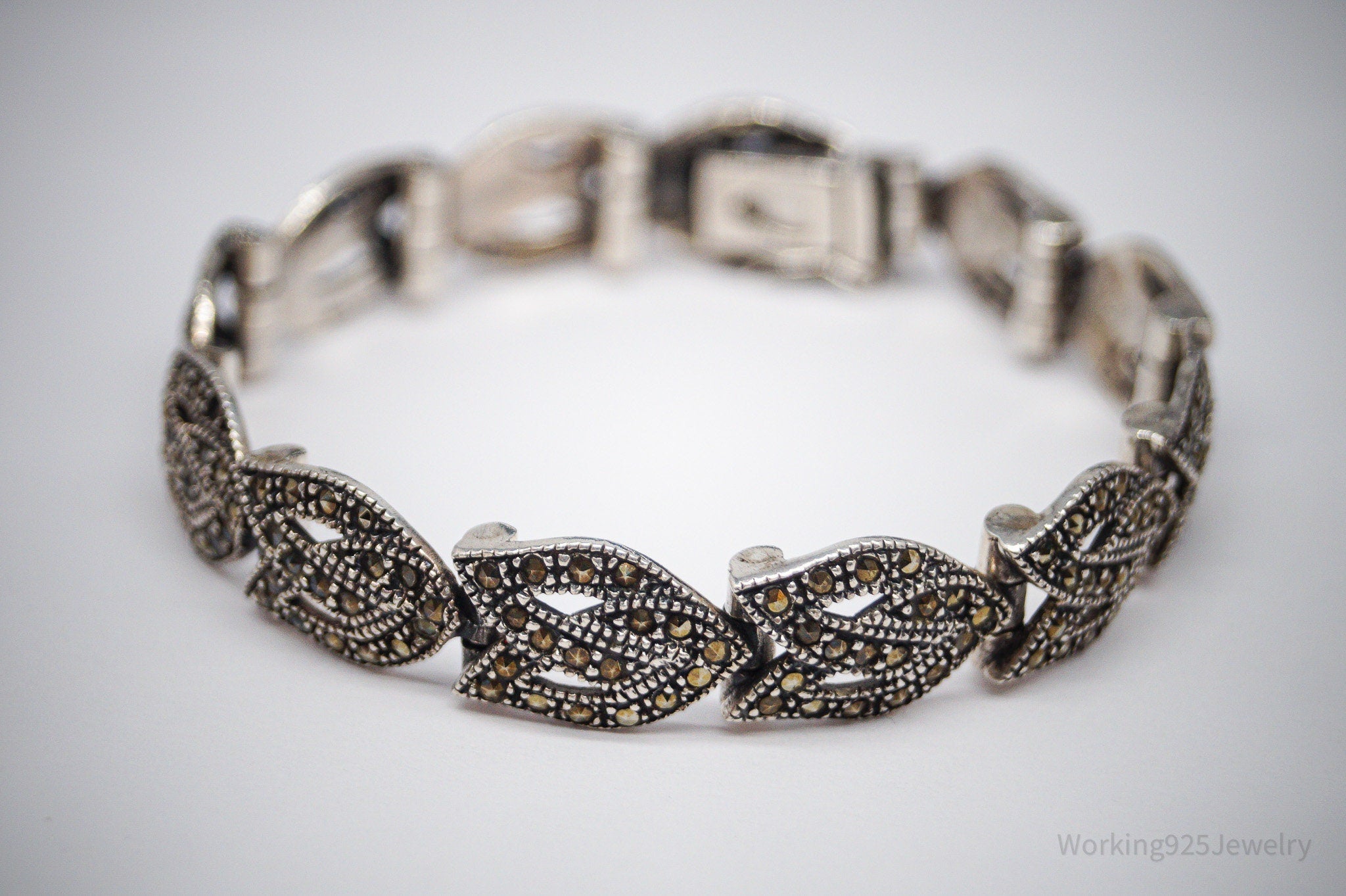 Vintage Marcasite Sterling Silver Bracelet - 6.75"
