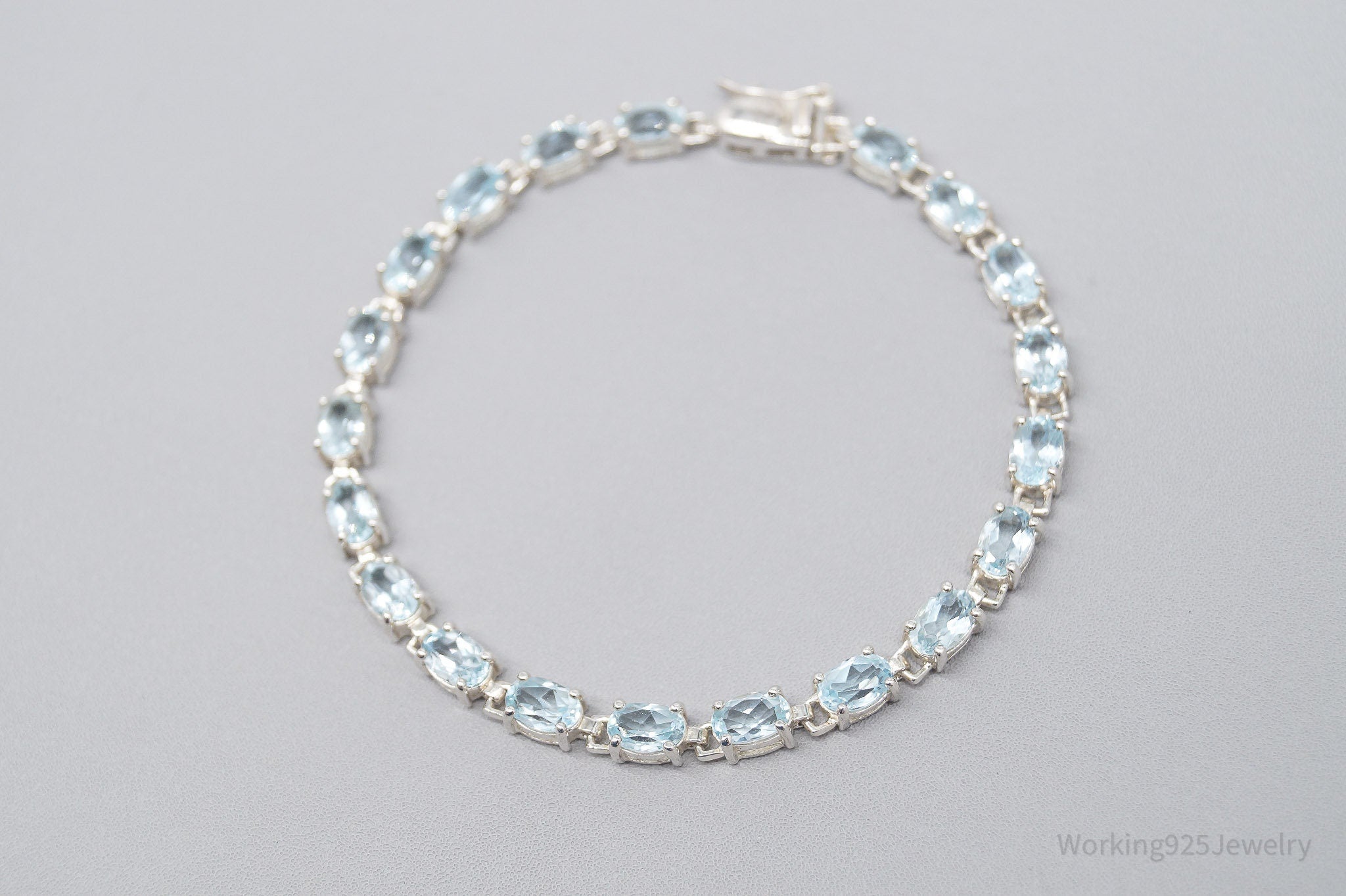 Vintage Ross Simons Blue Topaz Sterling Silver Bracelet 7 3/8"