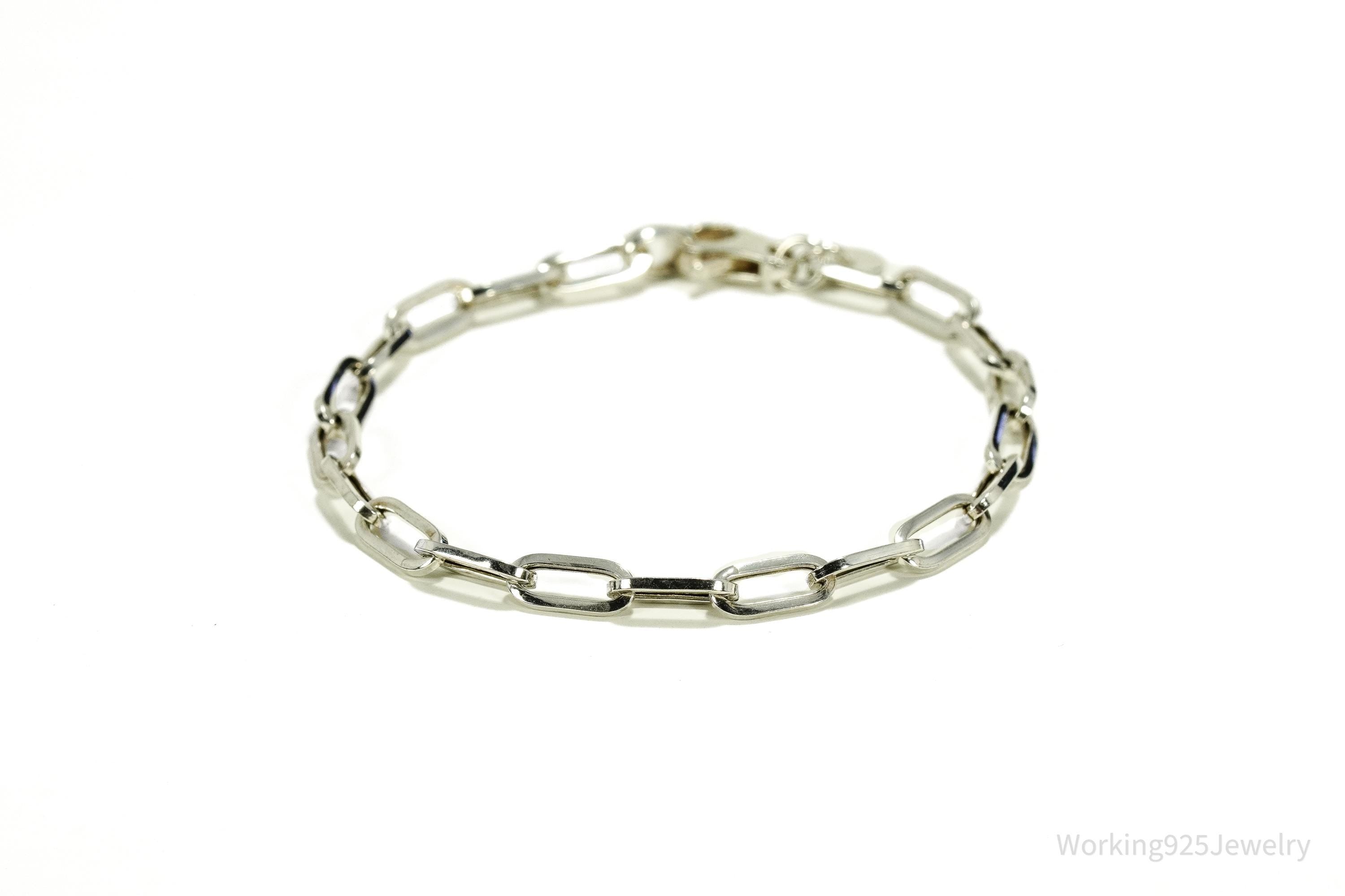 Vintage Italian Dyaderma Chain Link Sterling Silver Bracelet - 7 5/8"