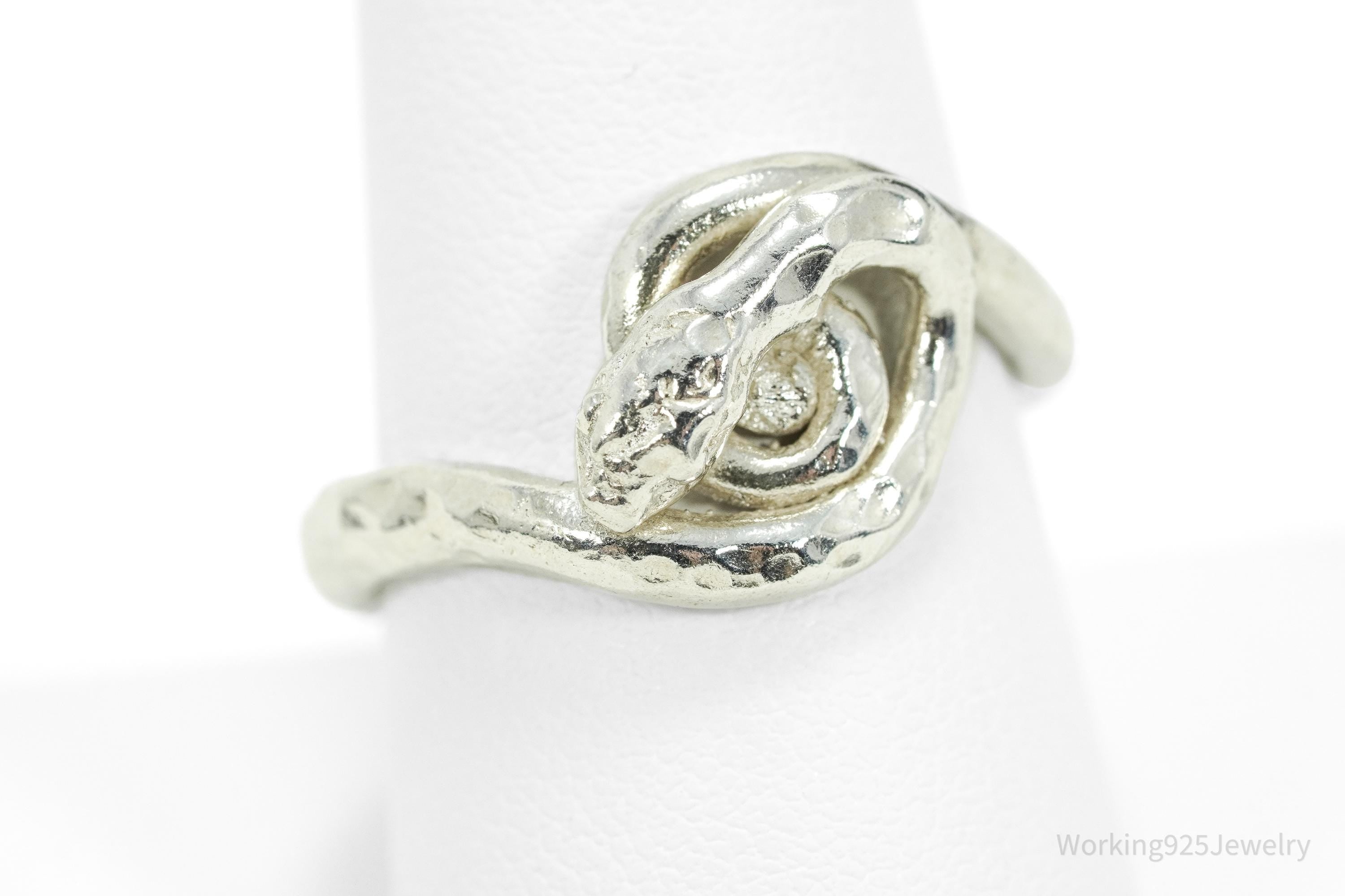 Vintage Handmade Wrapped Snake Sterling Silver Ring - Size 9.5