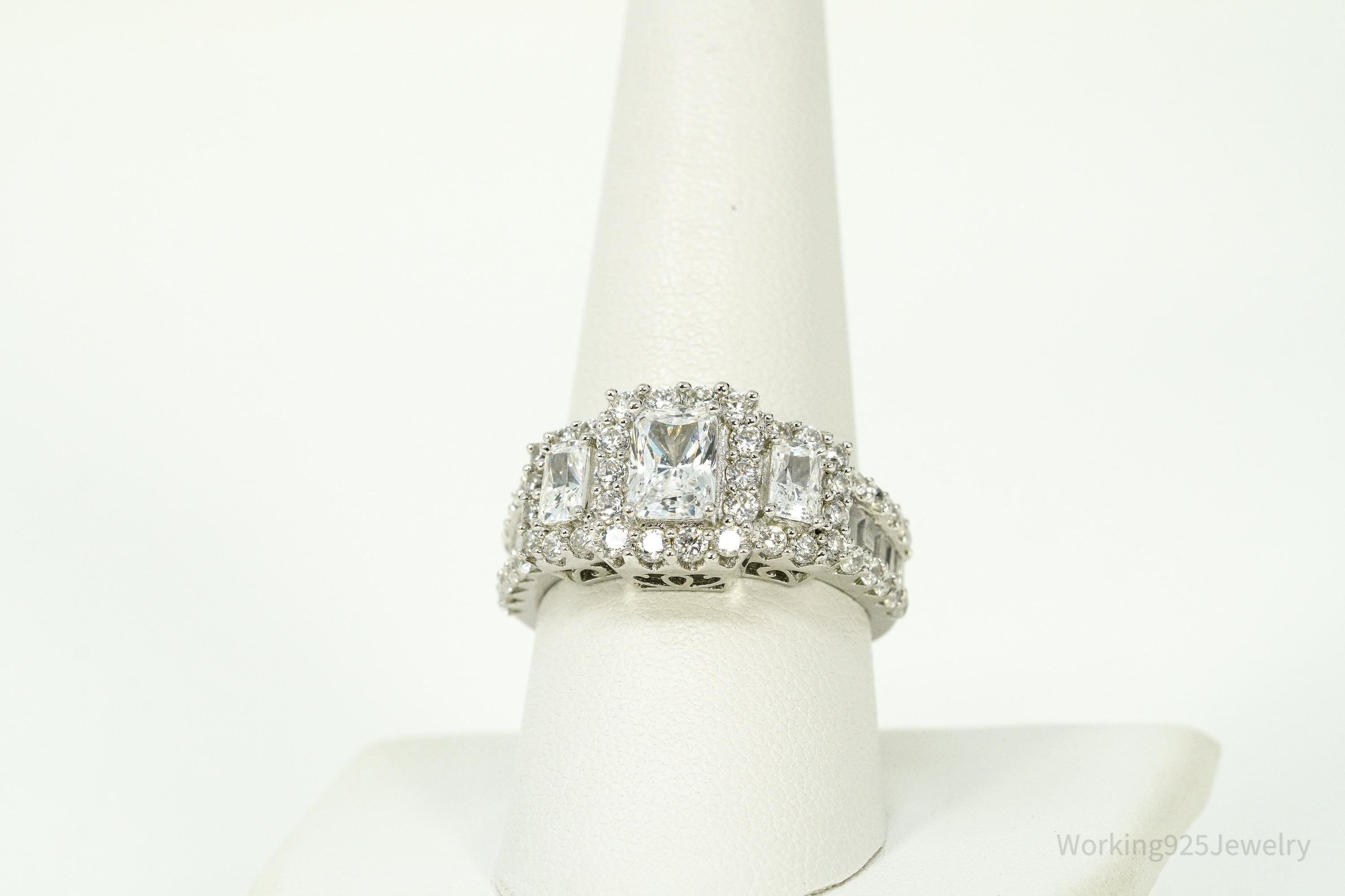 Vintage Cubic Zirconia Sterling Silver Ring Size 9