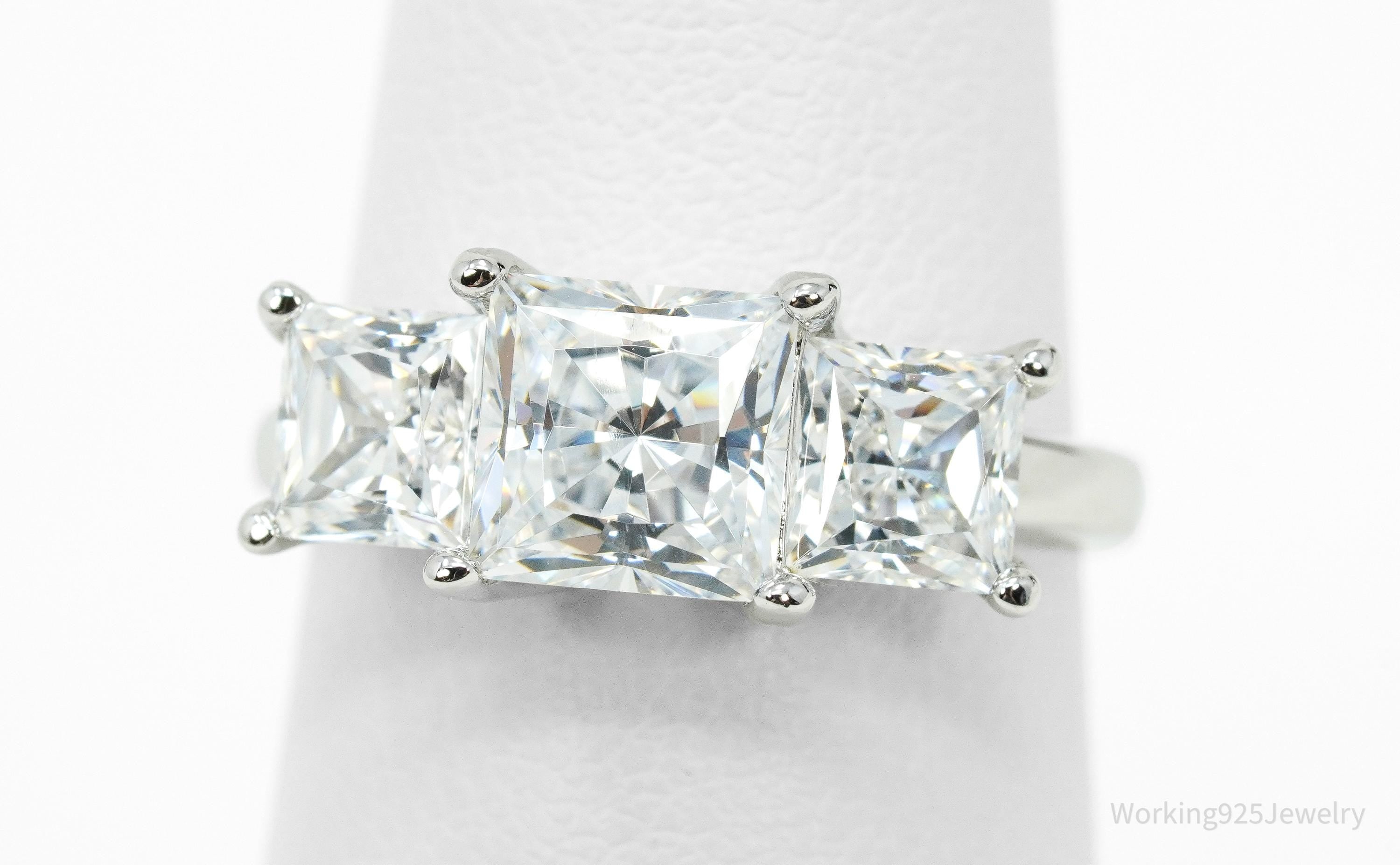 Vintage JCM White Diamonique Cubic Zirconia Sterling Silver Ring Size 6.25