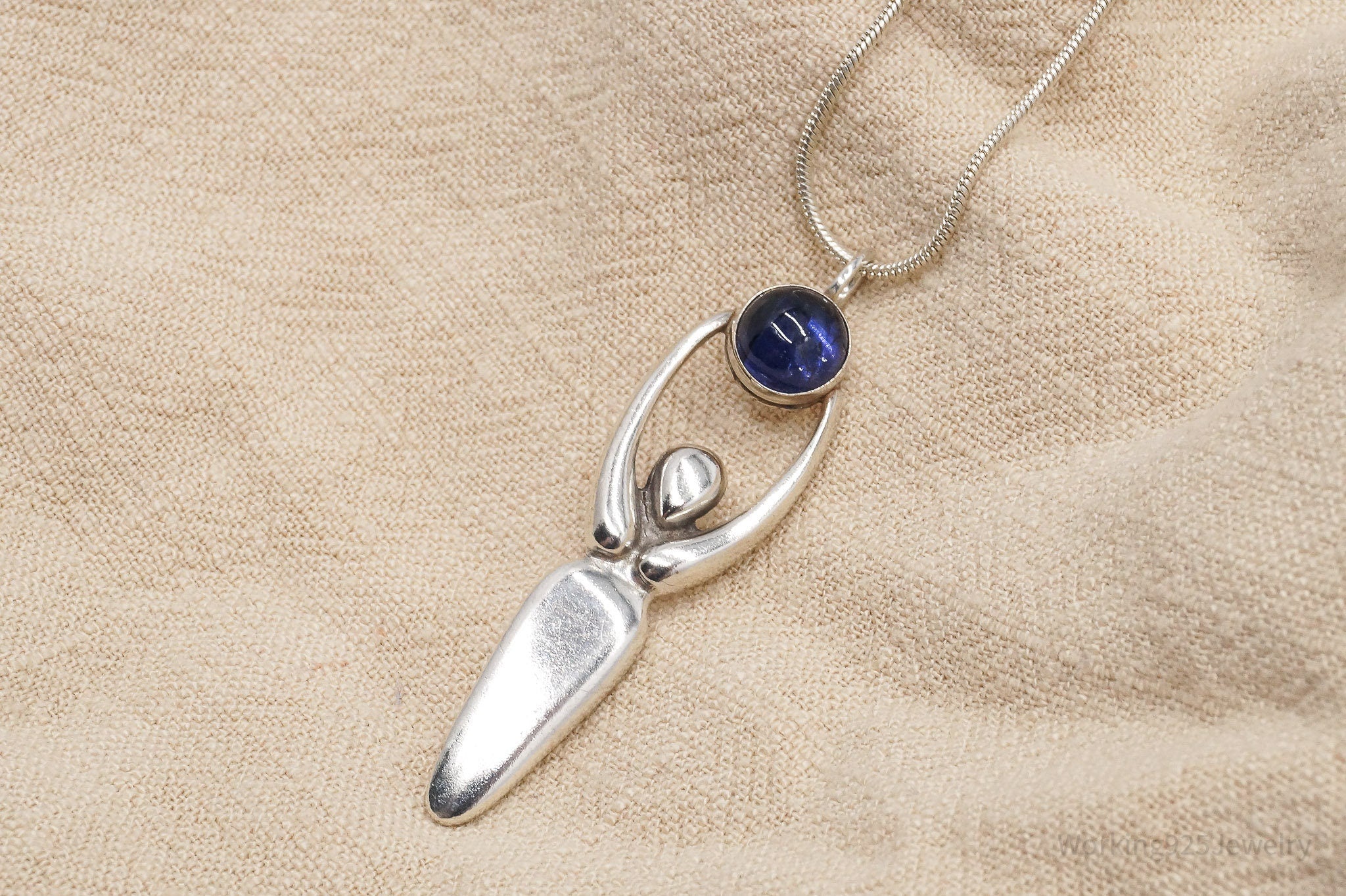 Vintage Goddess Sterling Silver Necklace 30"