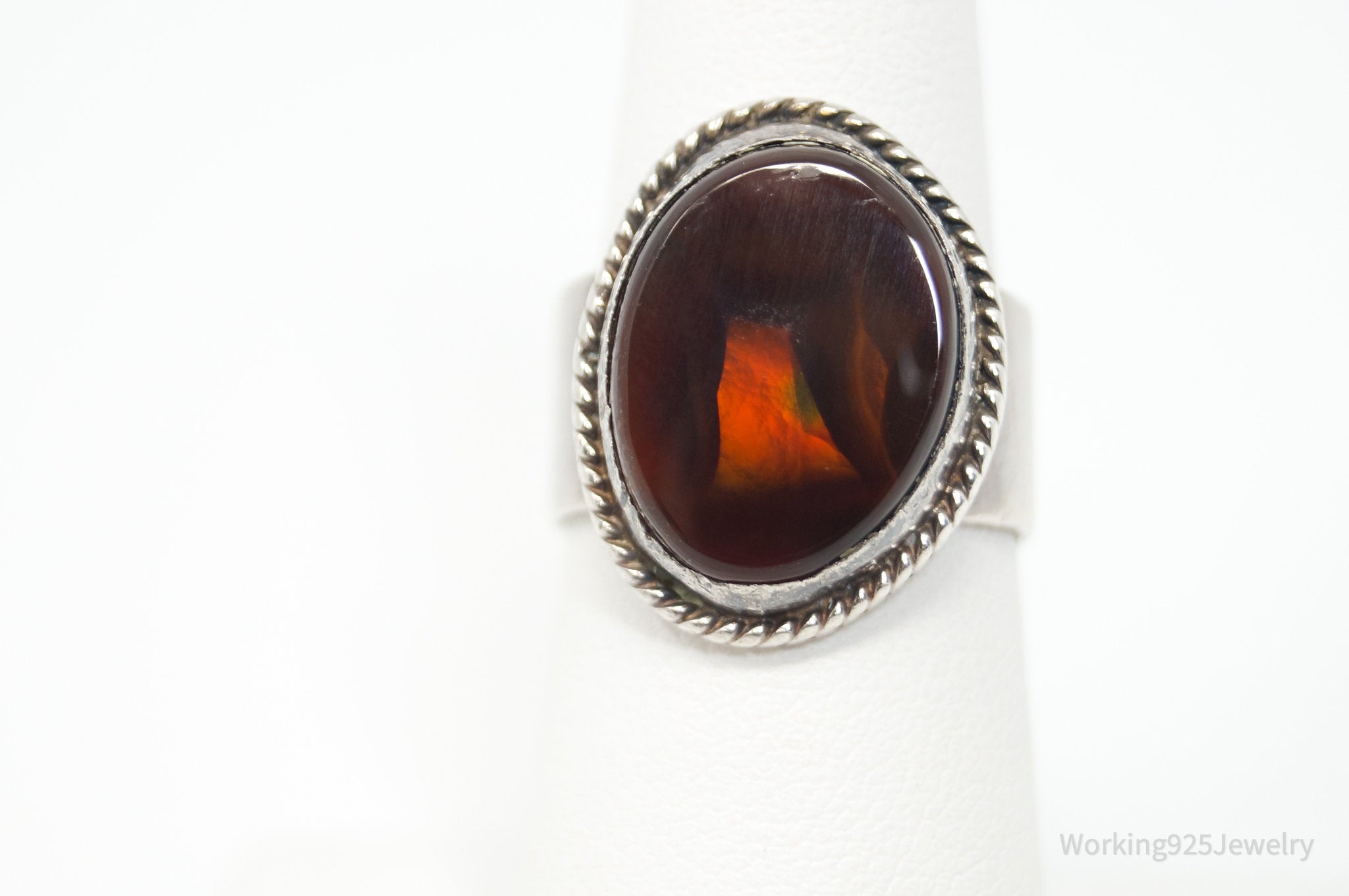 Vintage Native American Fire Agate Sterling Silver Ring - Sz 7