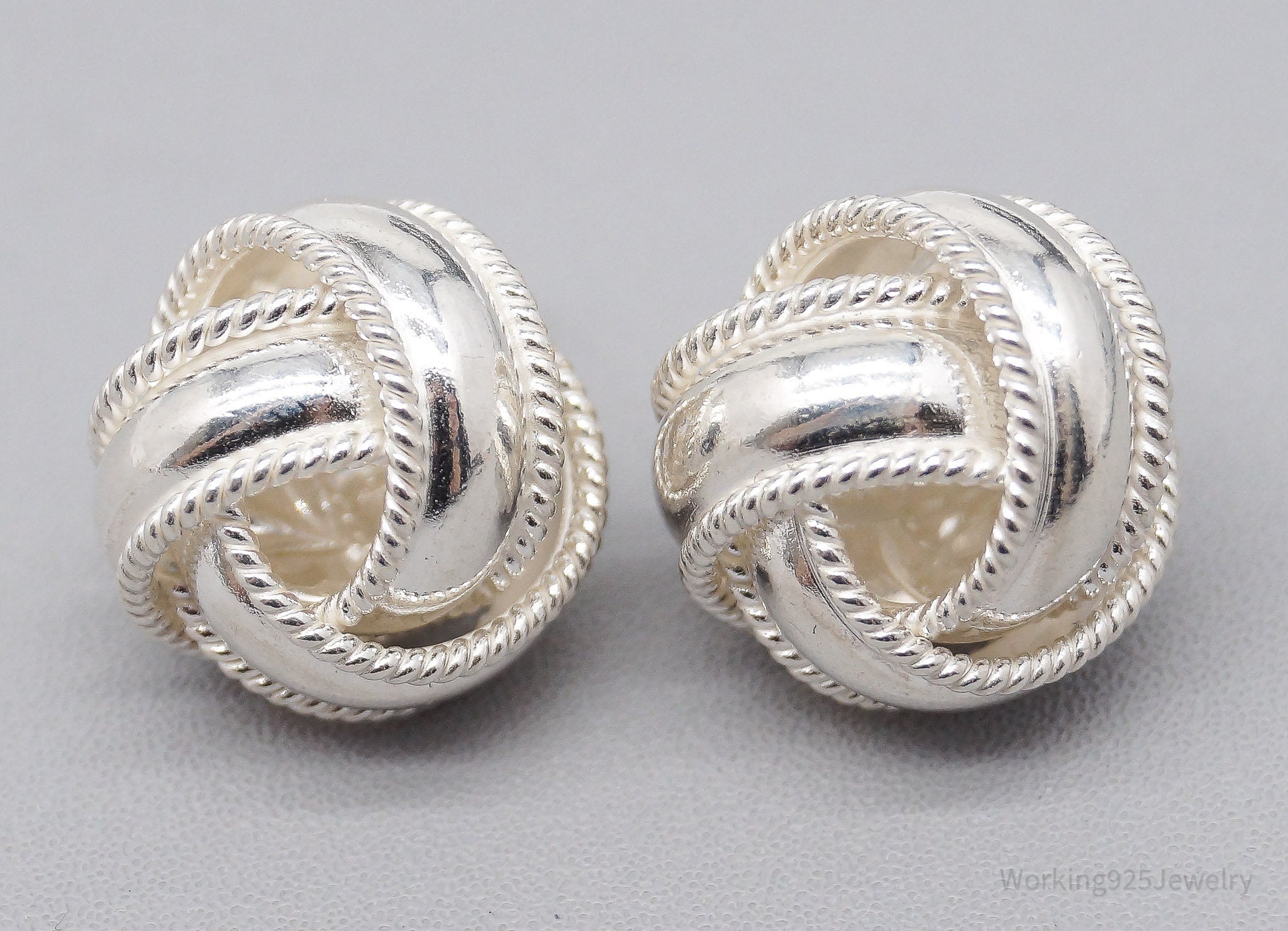 Vintage Sleek Knot Sterling Silver Earrings