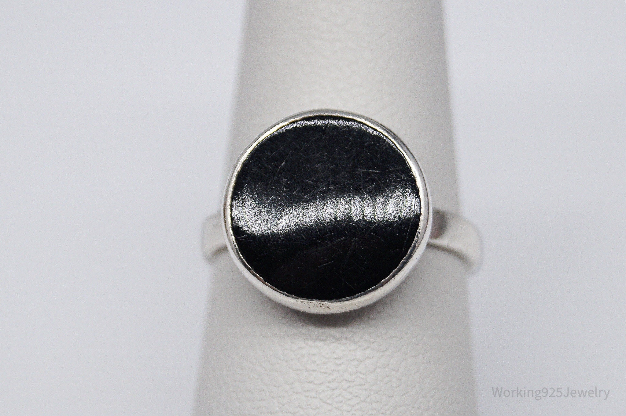 Vintage Black Onyx Sterling Silver Ring - Size 6.25