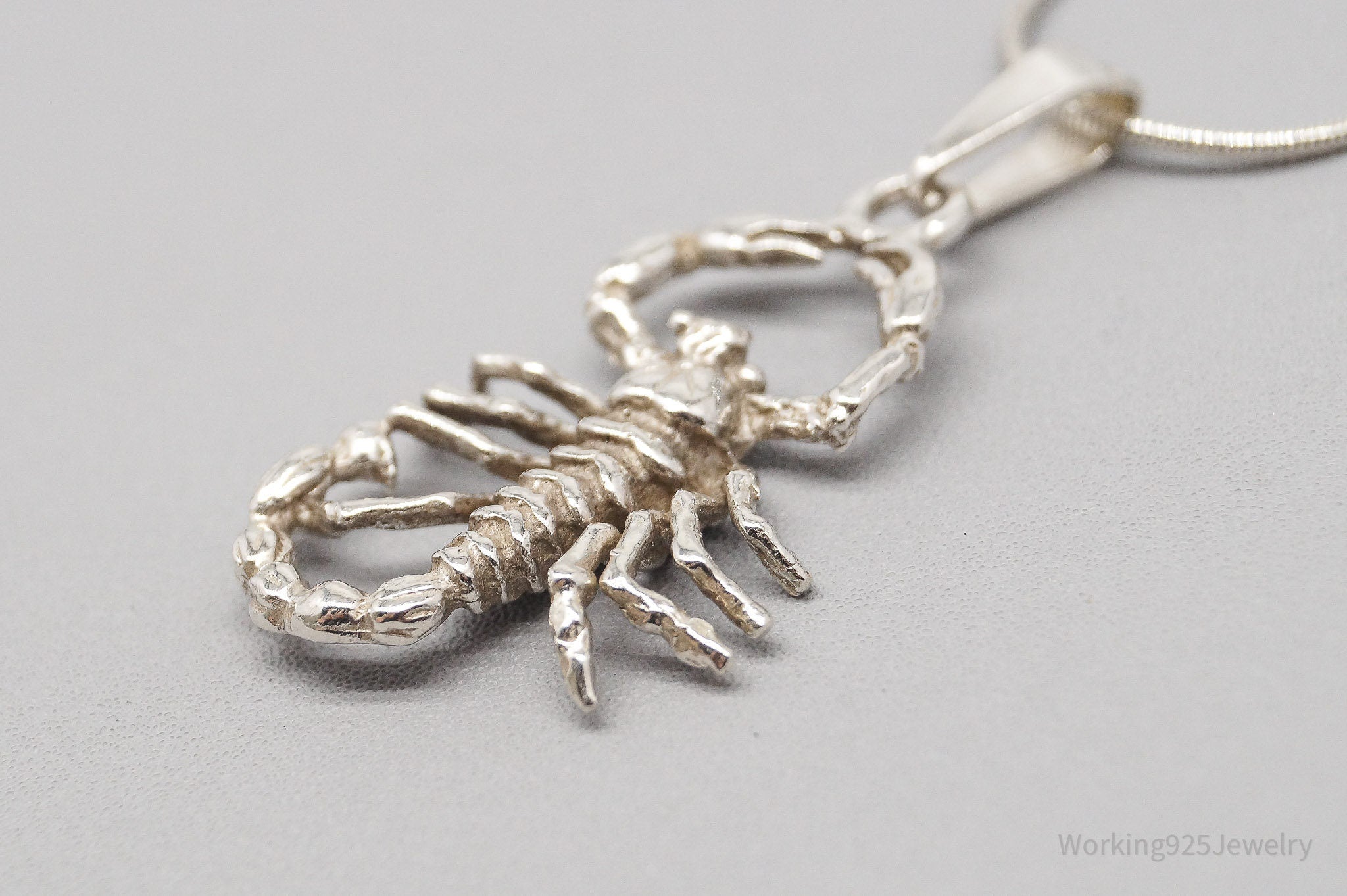 Vintage Scorpion Sterling Silver Necklace - 20"