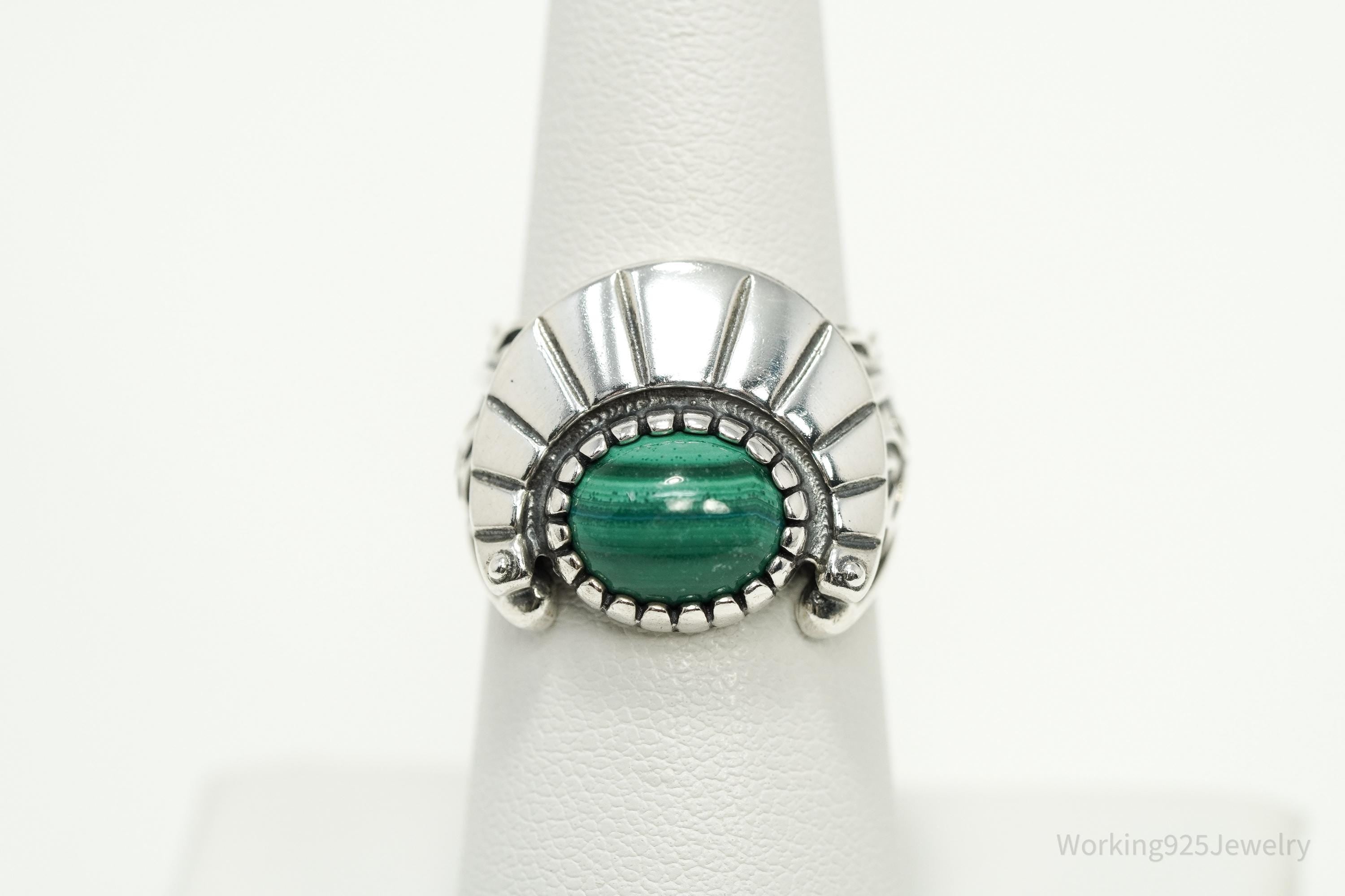 Vintage Carolyn Pollack Relios Fritz Malachite Sterling Silver Ring - Size 6.25