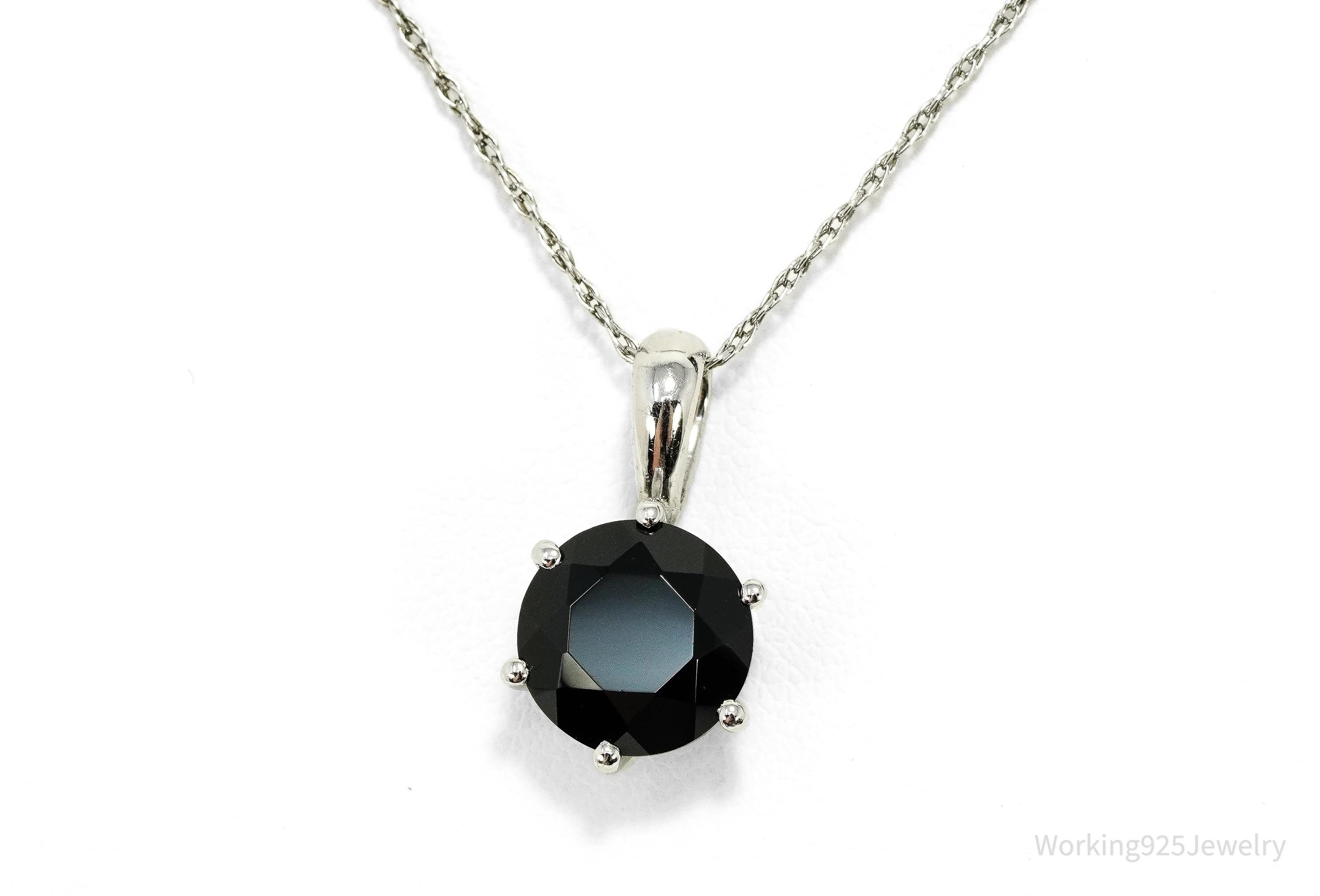 BBJ Black Spinel Rhodium Over Sterling Silver Necklace 17"