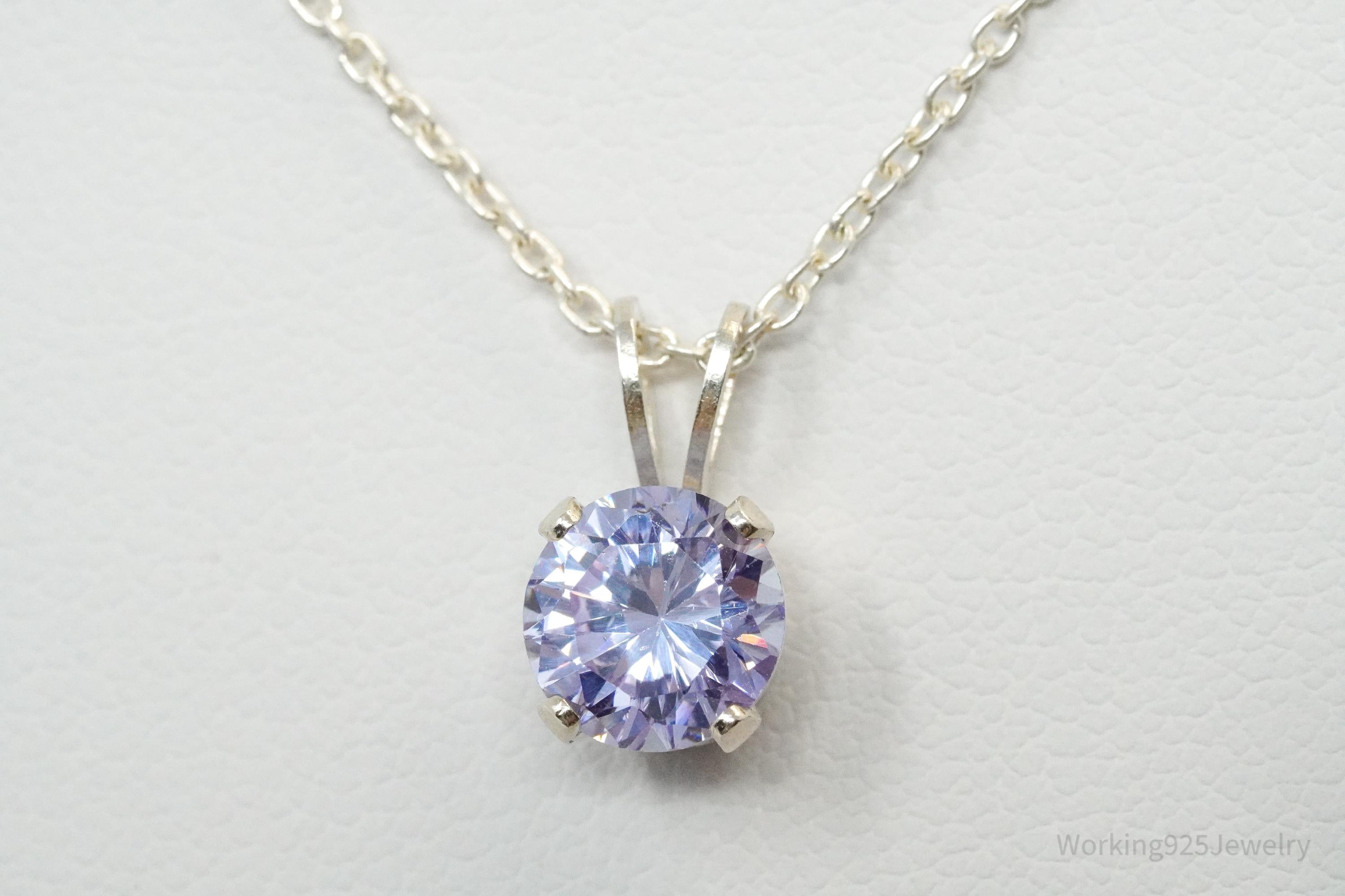 Vintage Violet Cubic Zirconia Sterling Silver Necklace - 18"