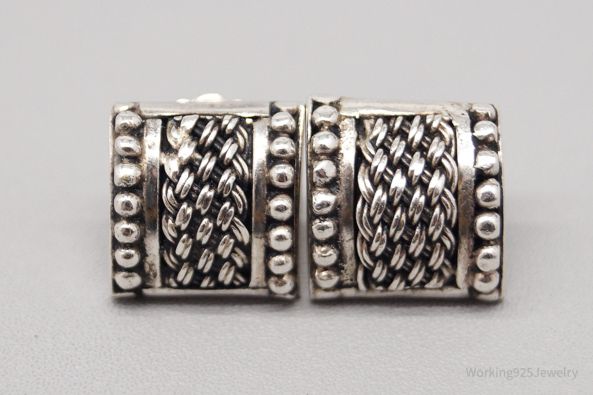 Vintage Designer BA Suarti Woven Sterling Silver Earrings