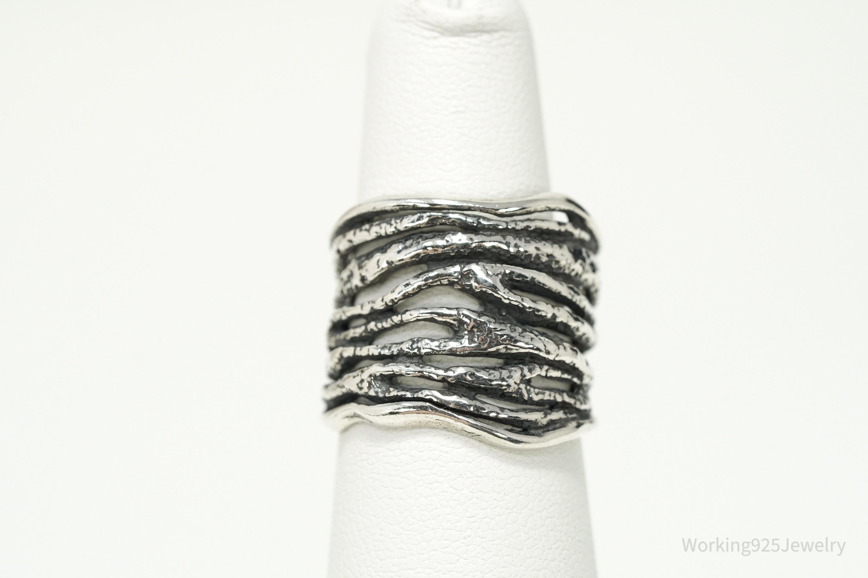 Vintage Shablool Didae Textured Sterling Silver Band Ring Size 6