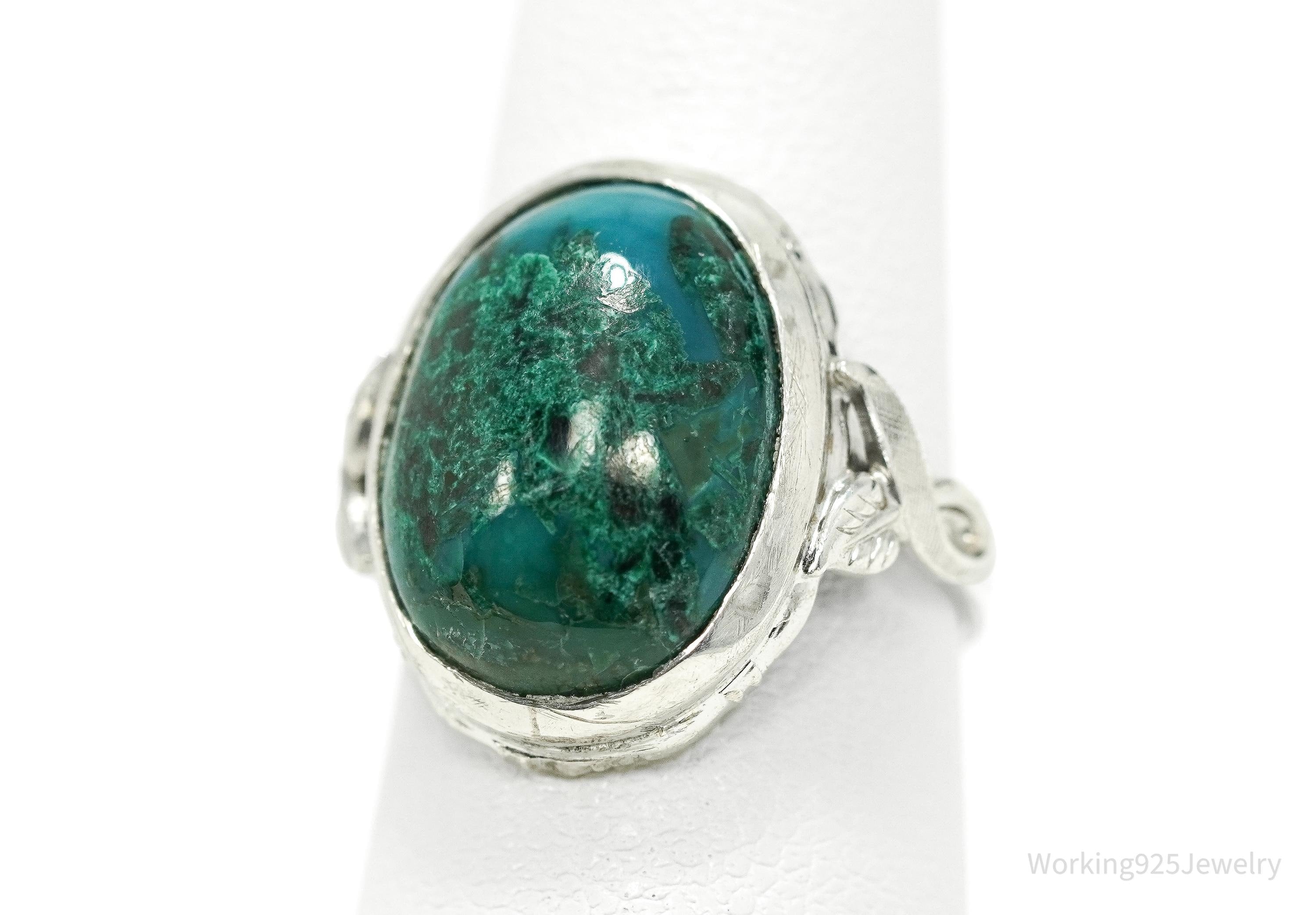 Antique Designer Clark Coombs Chrysocolla Sterling Silver Ring Size 5.5