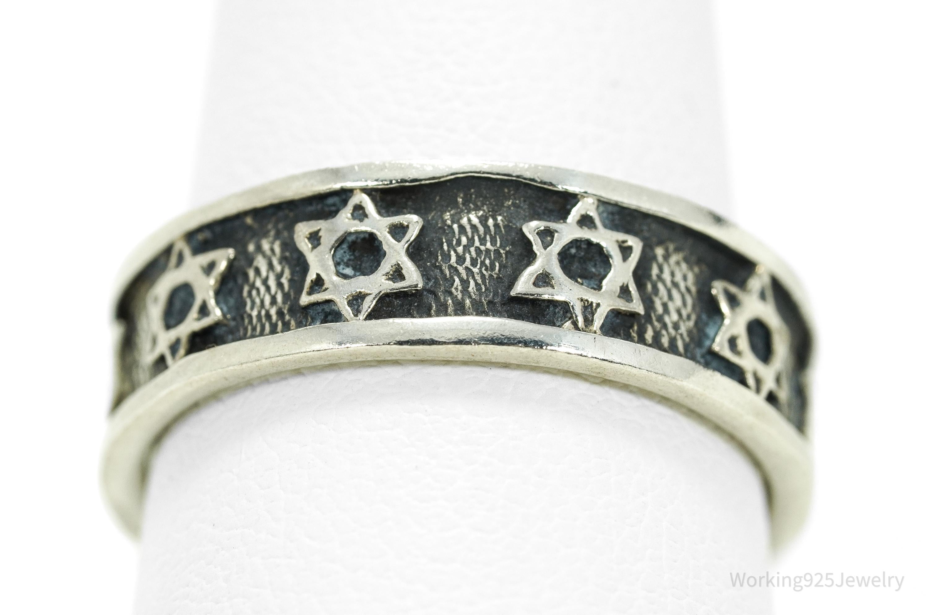 Vintage Star Of David Sterling Silver Band Ring Size 8.5