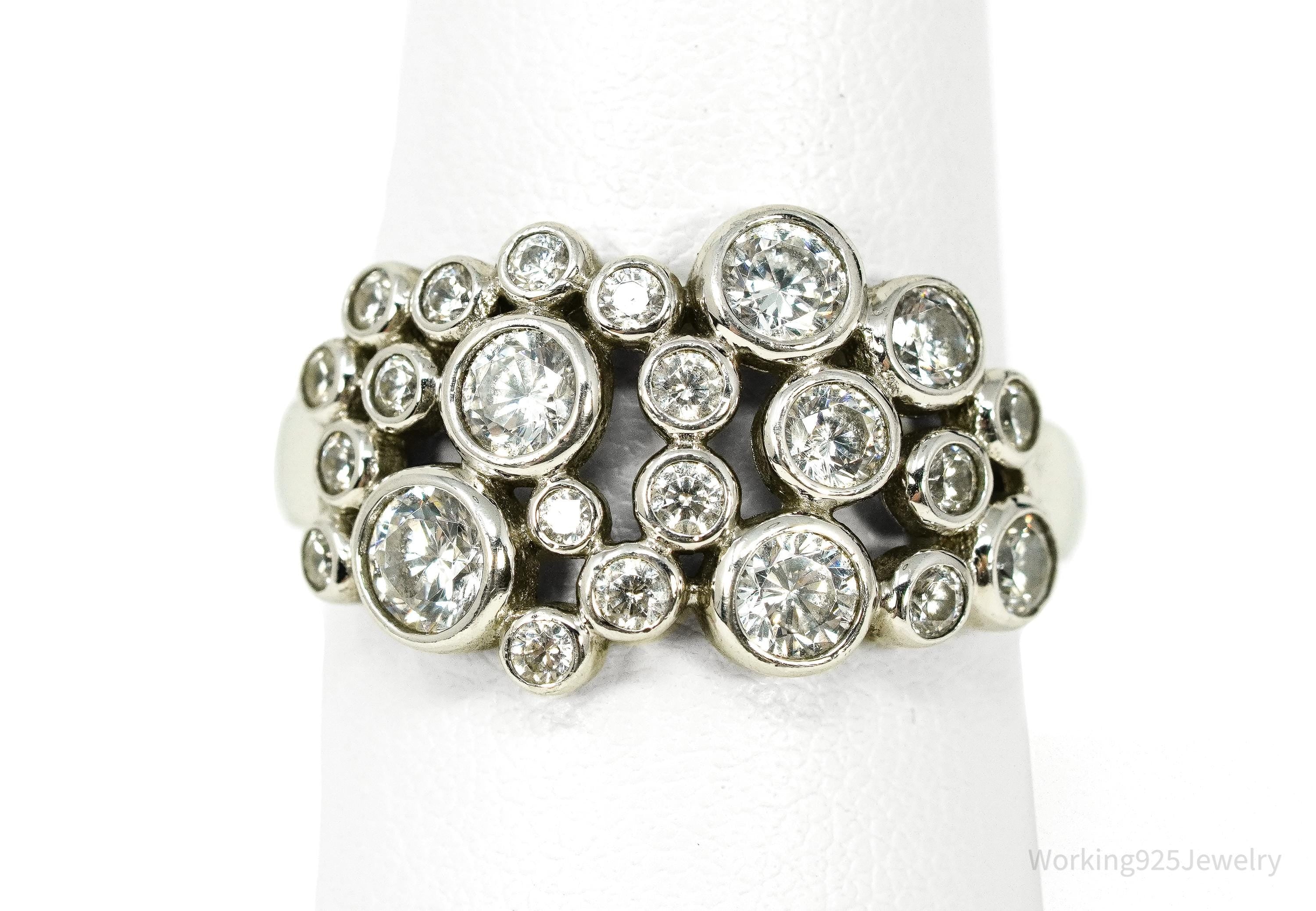 Vintage Cubic Zirconia Sterling Silver Ring - Size 9