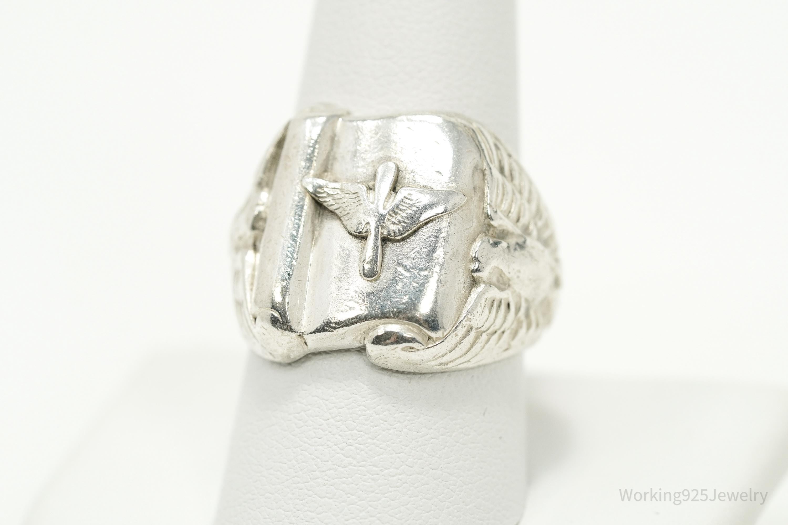RARE Vintage WW2 US ARMY Air Force Sterling Silver Ring - Size 9.5
