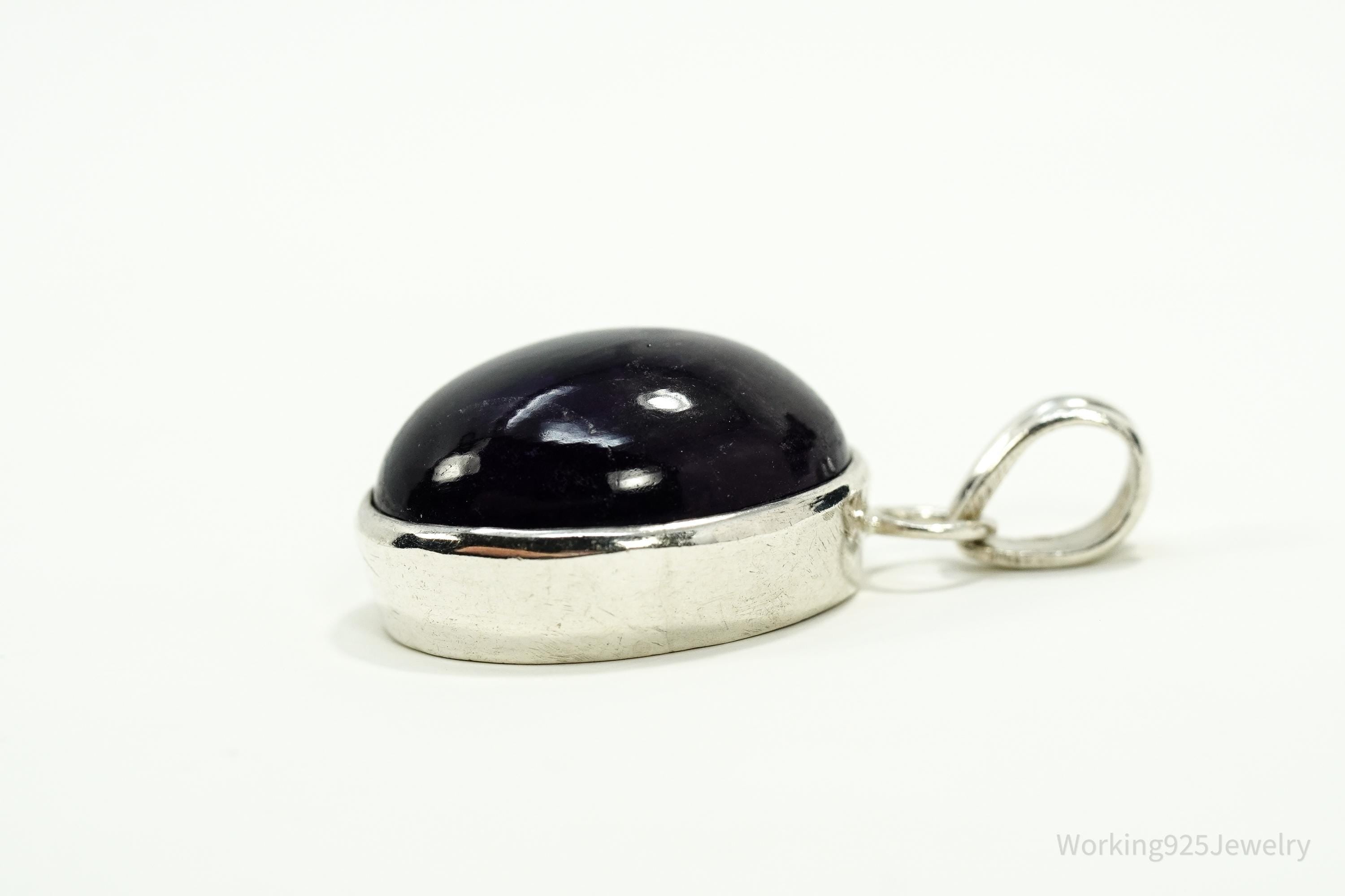 Vintage Large Amethyst Sterling Silver Pendant