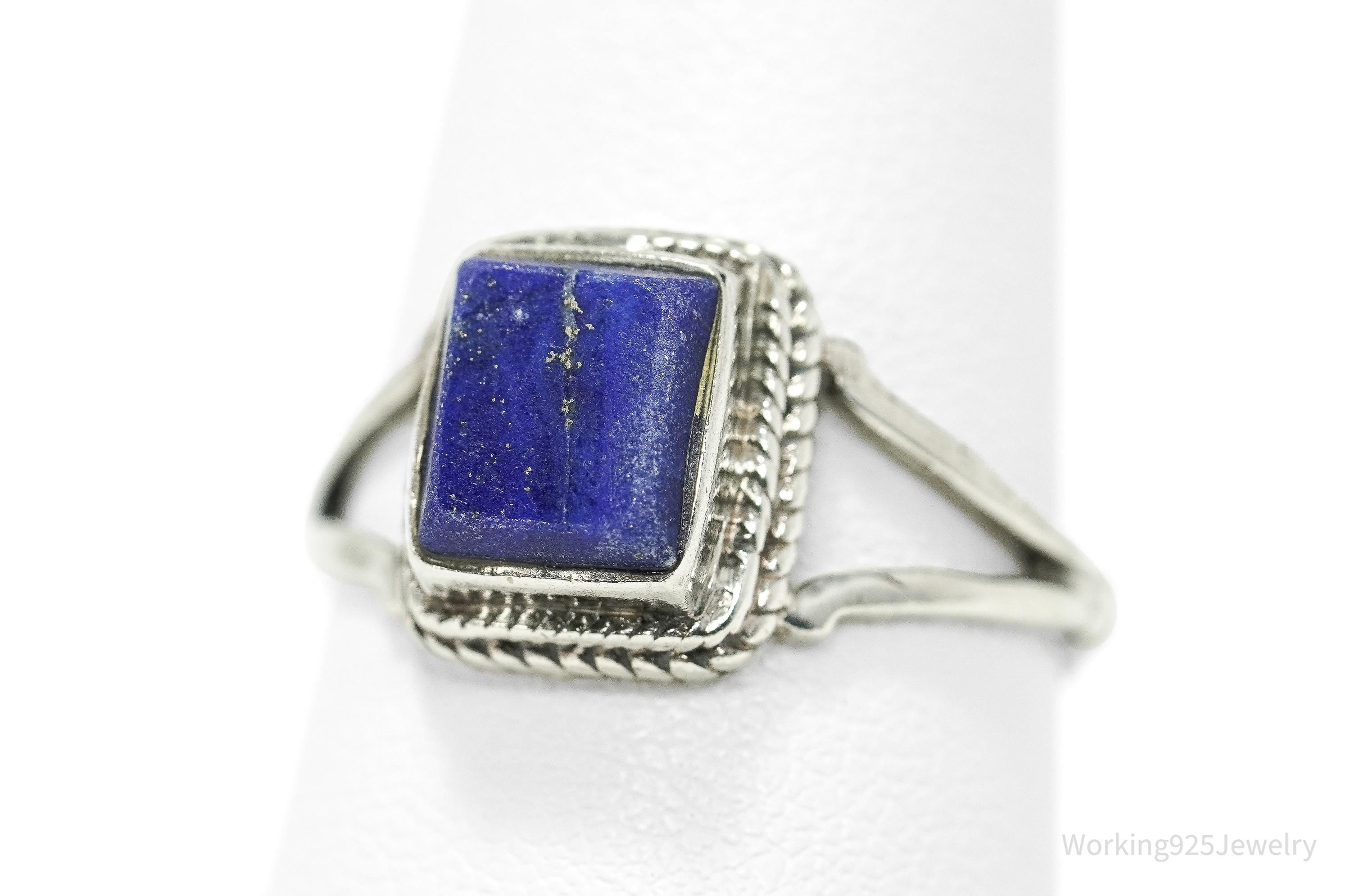 Vintage Lapis Lazuli Sterling Silver Ring - Size 8.75