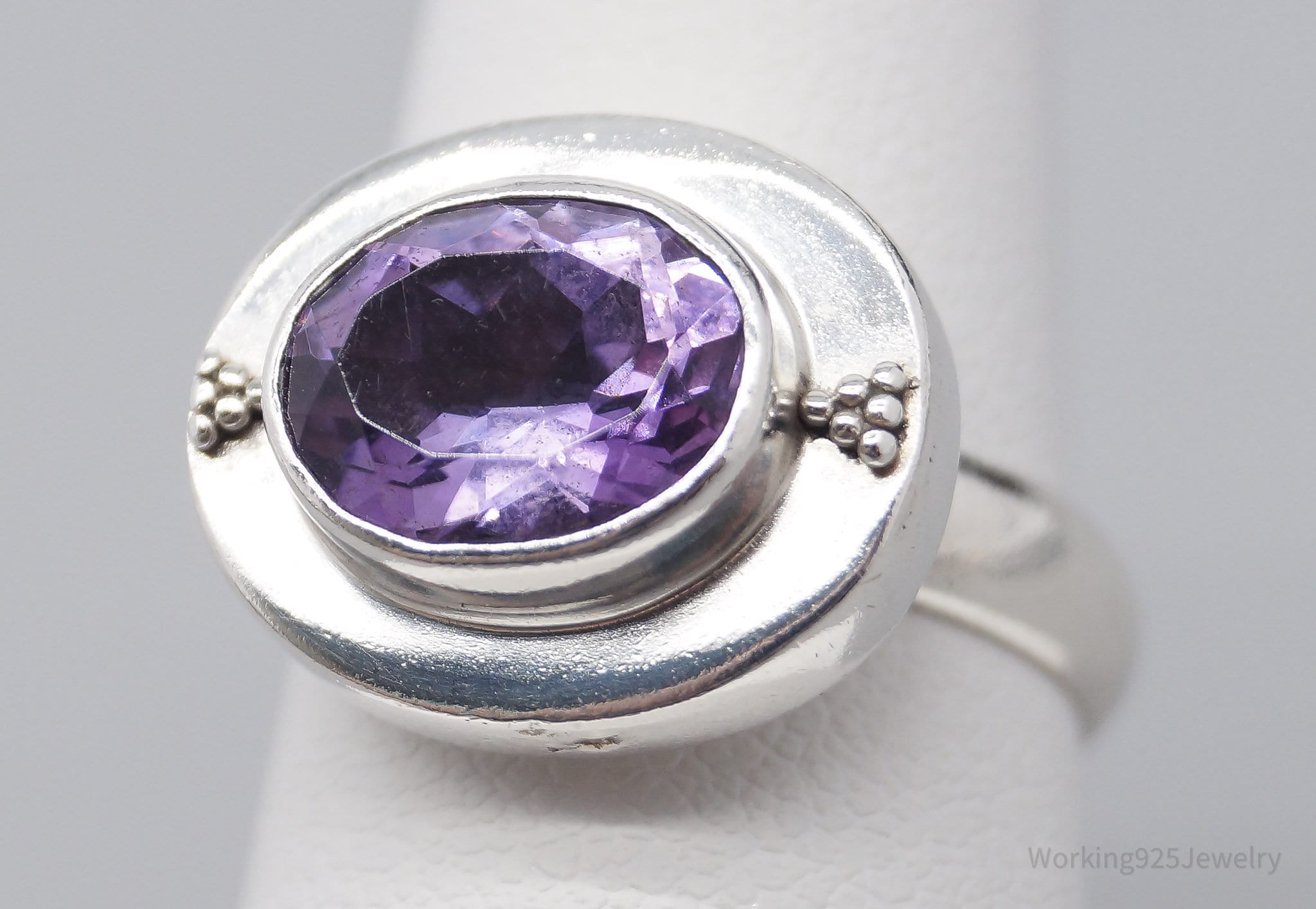Vintage Designer Lori Bonn Amethyst Sterling Silver Ring - Size 6