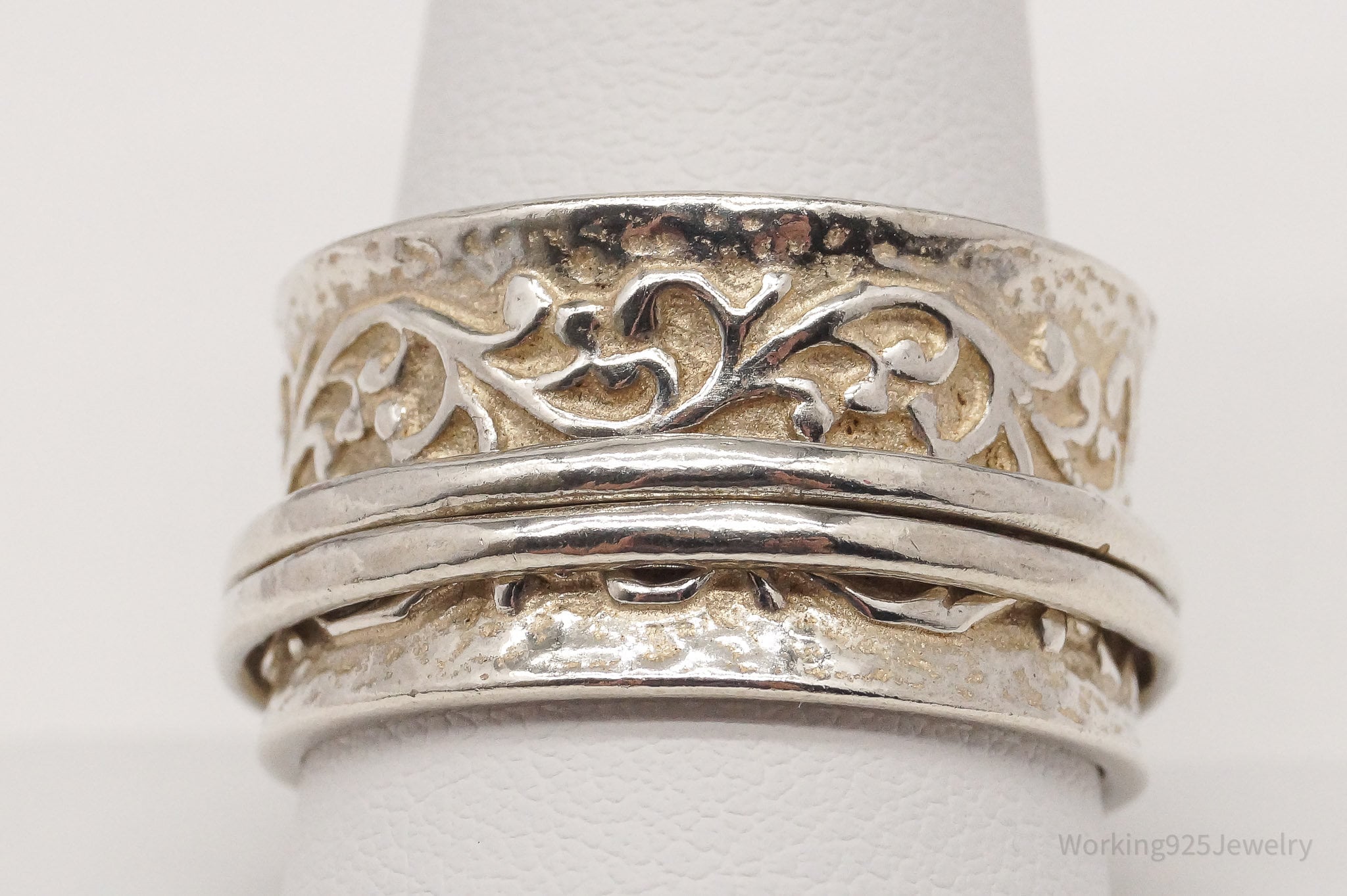 Vintage Shablool Didae Israel Sterling Silver Spinner Ring - Size 11.25