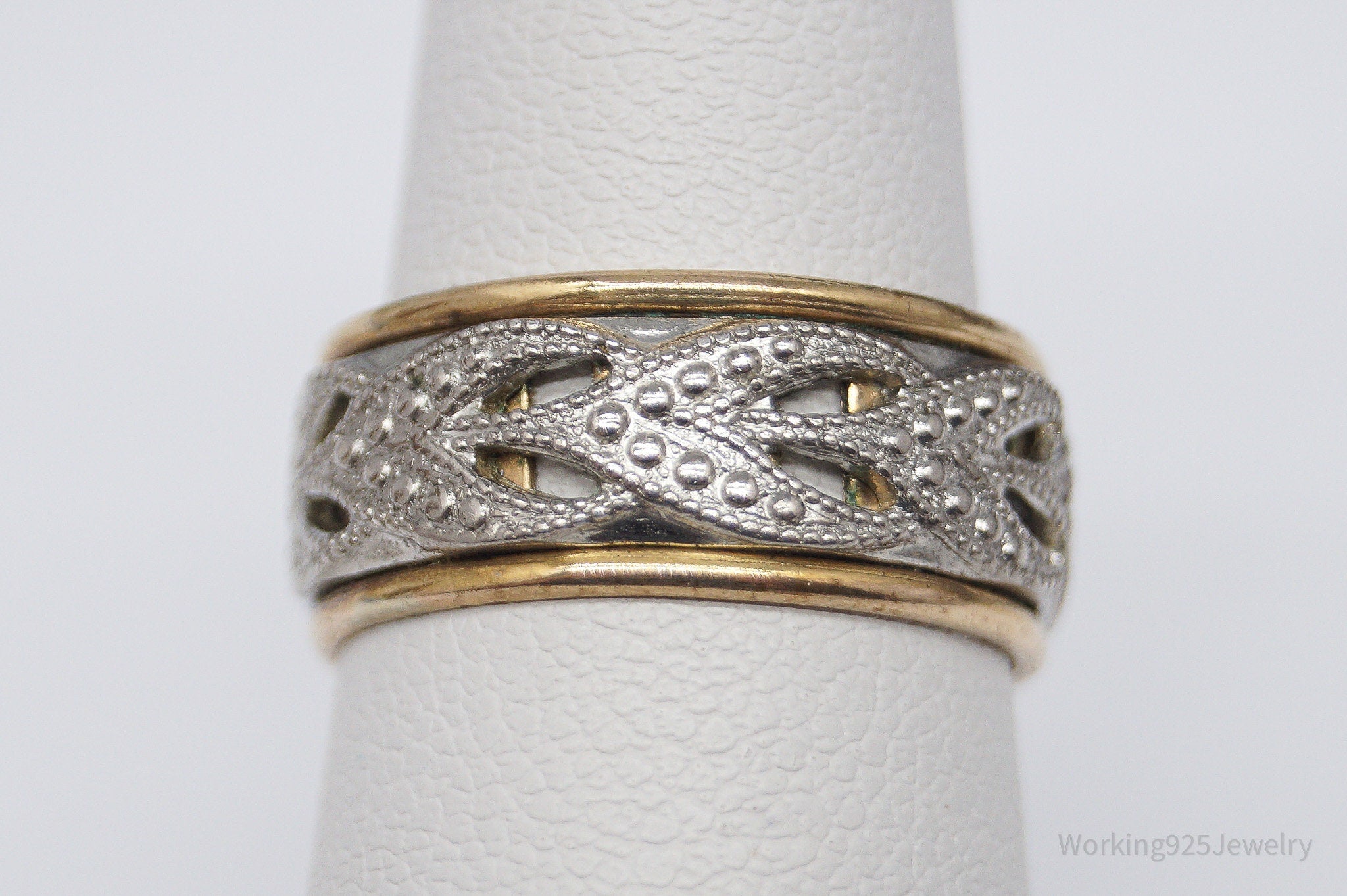 Vintage Vargas Mfg. Co. 10K Gold Filled Sterling Silver Band Ring - Size 5.75