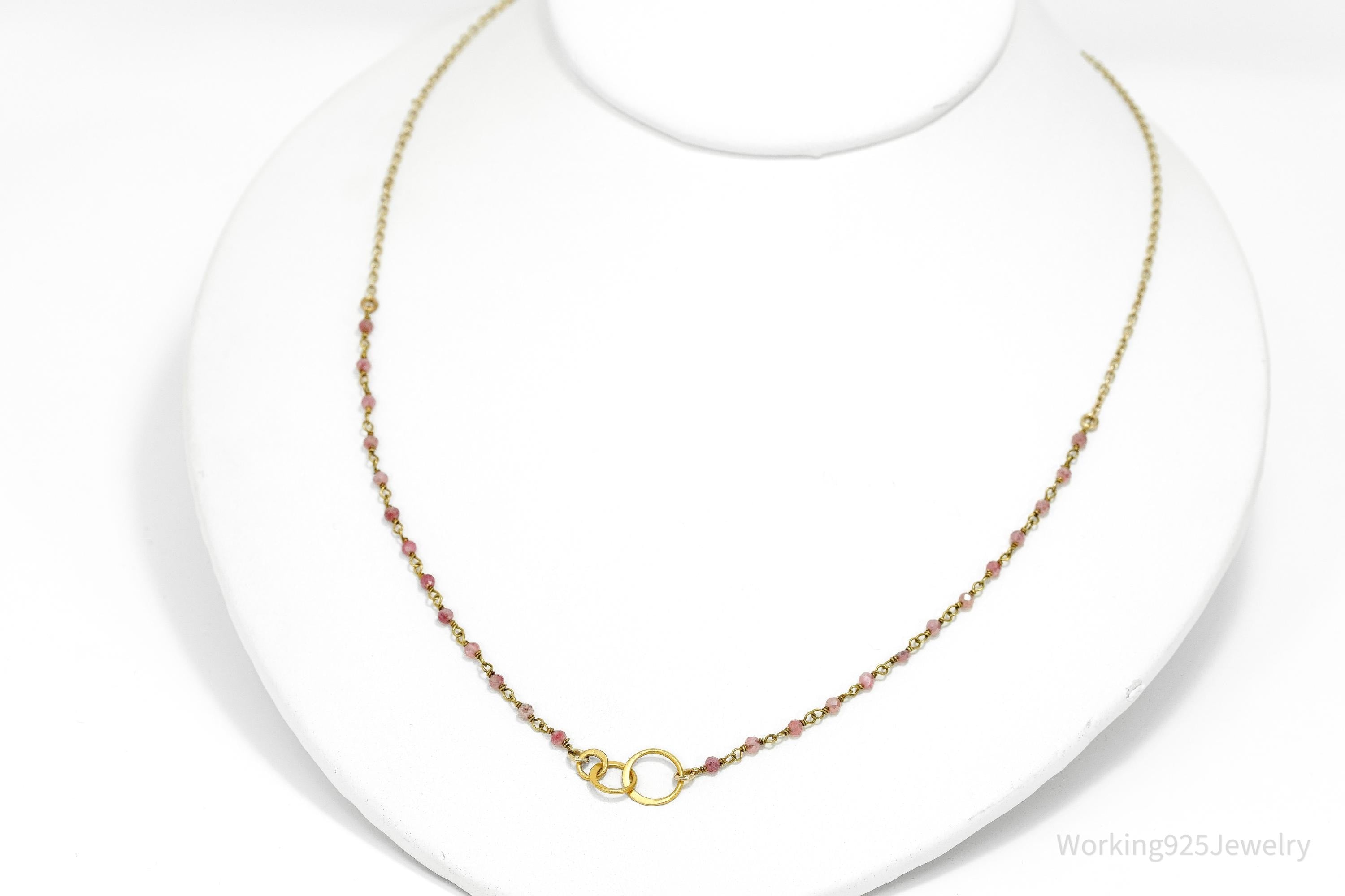 Vintage Pink Tourmaline 14K Yellow Gold Filled Necklace 19"
